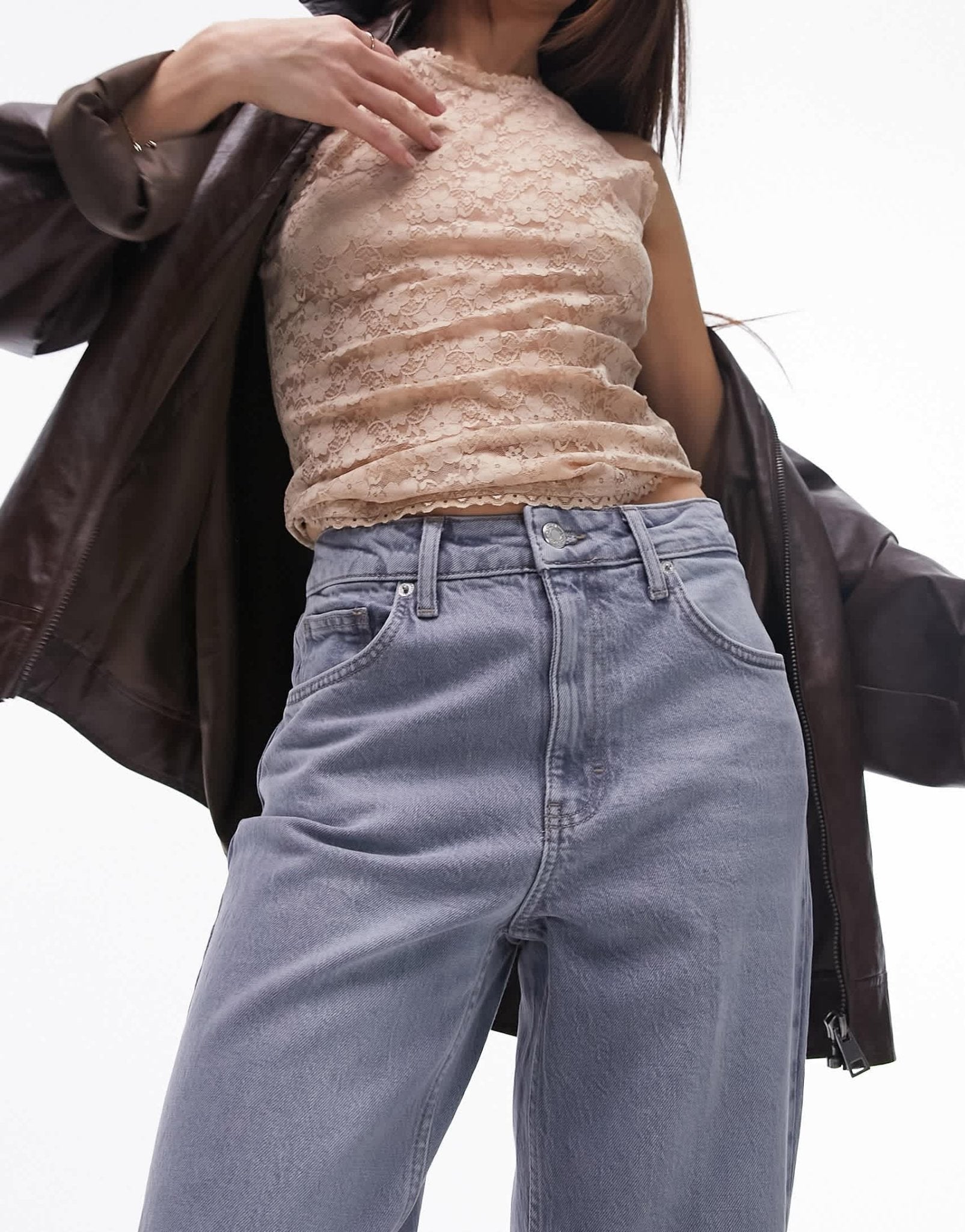 Topshop relaxed flare mid rise jean in lilac grey - ASOS Sample Sale EU Store