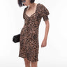 Topshop ruched front tea dress in animal print