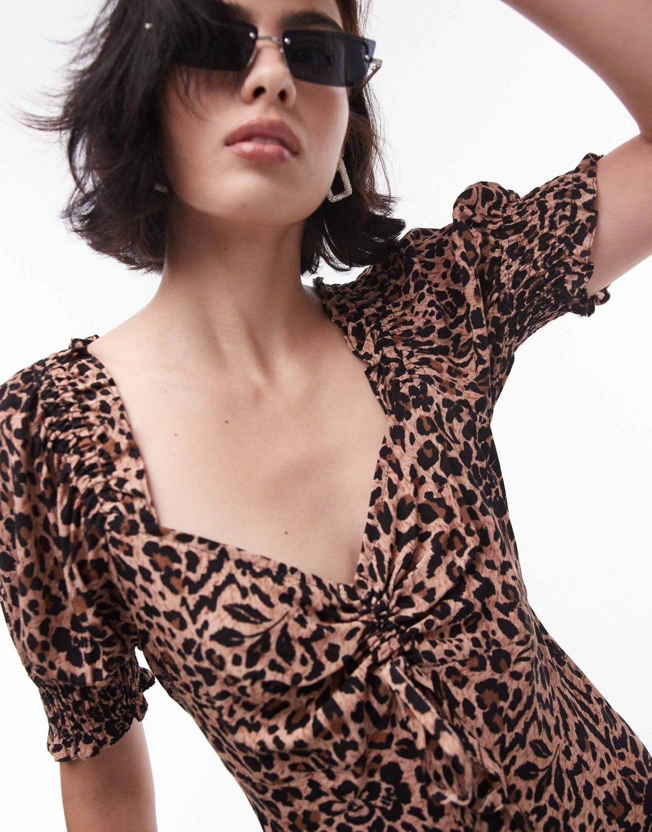 Topshop ruched front tea dress in animal print - ASOS Sample Sale EU Store