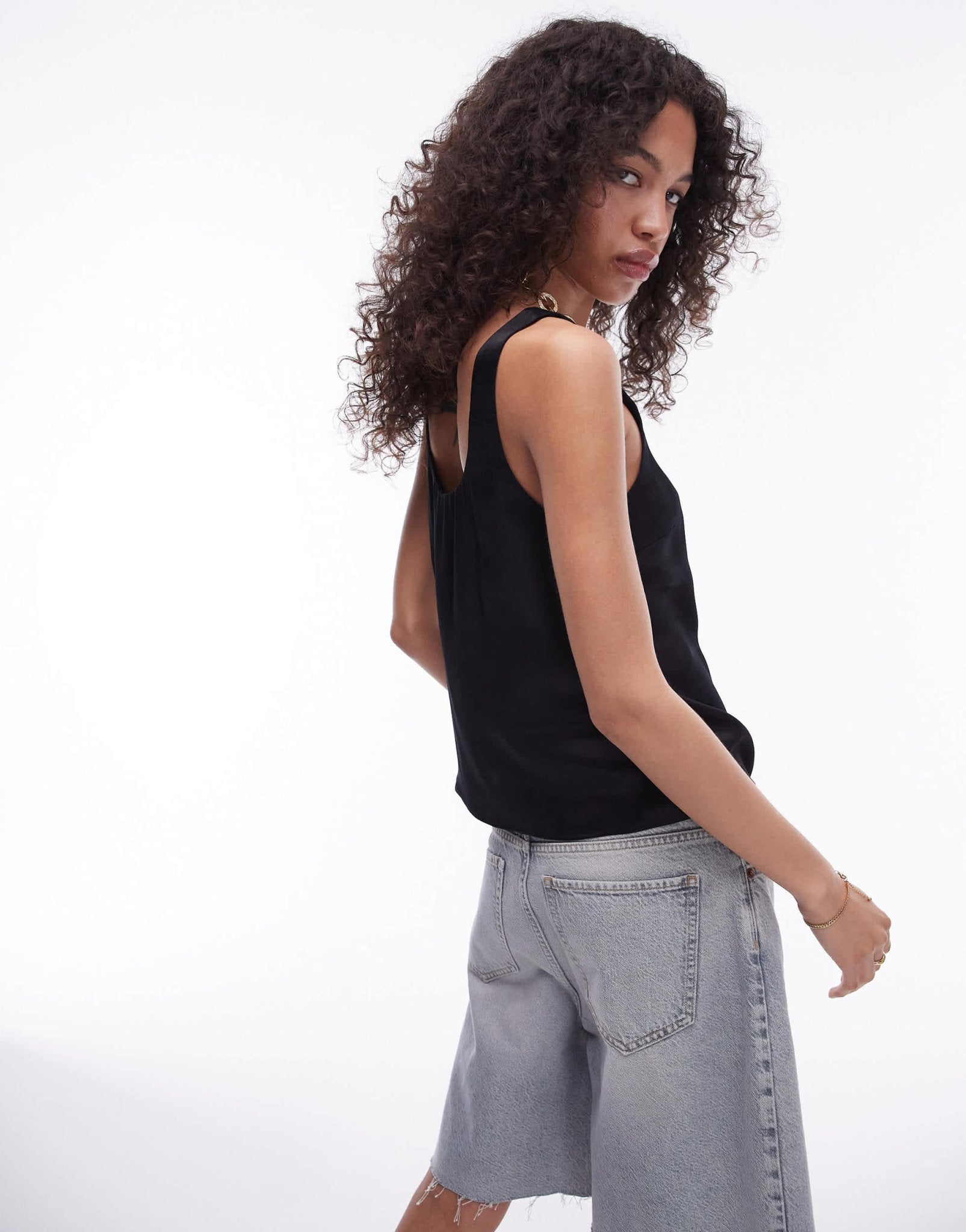 Topshop scoop neck cami in black - ASOS Sample Sale EU Store
