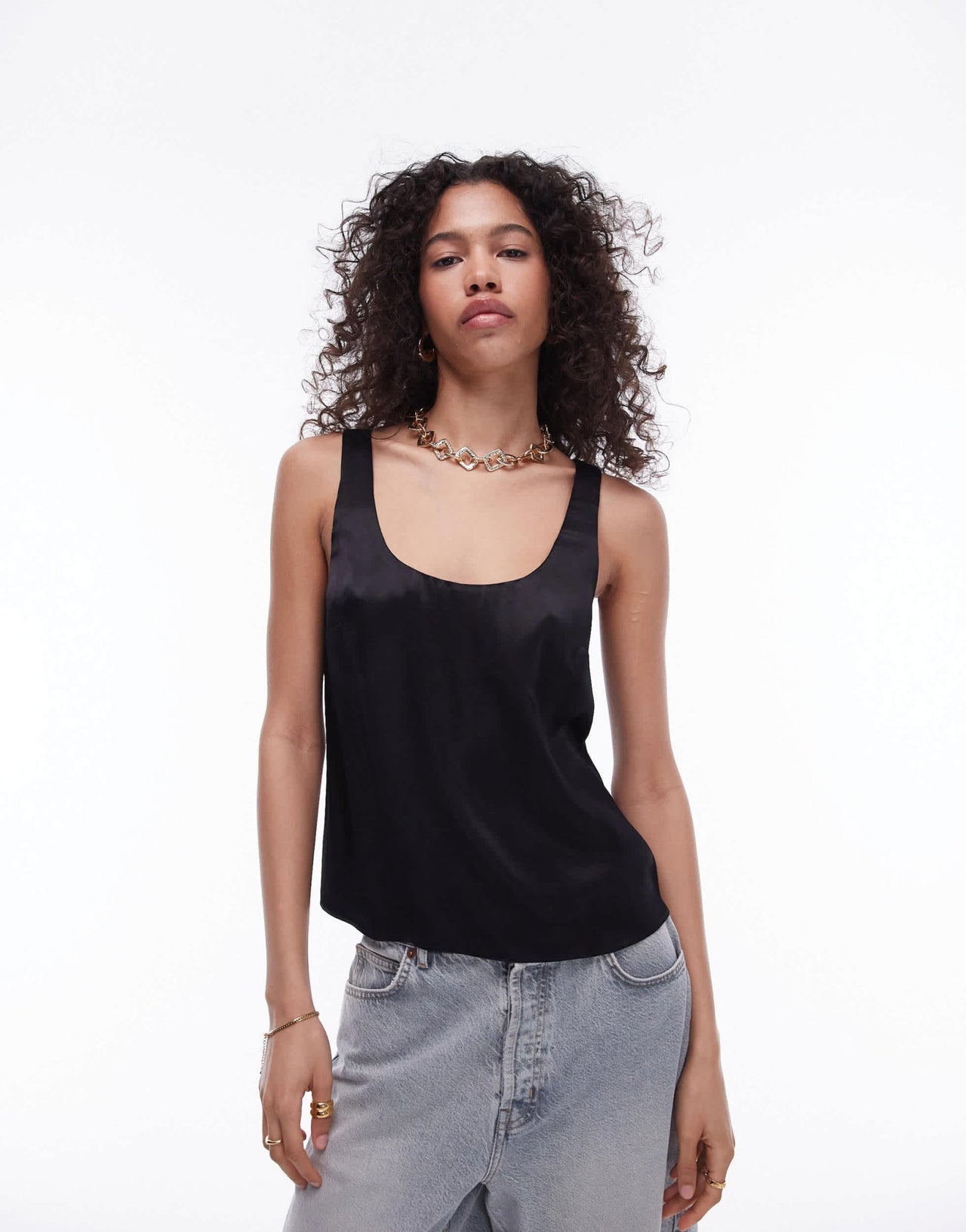Topshop scoop neck cami in black - ASOS Sample Sale EU Store