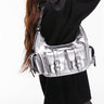 Topshop Serena multi pocket shoulder bag in silver