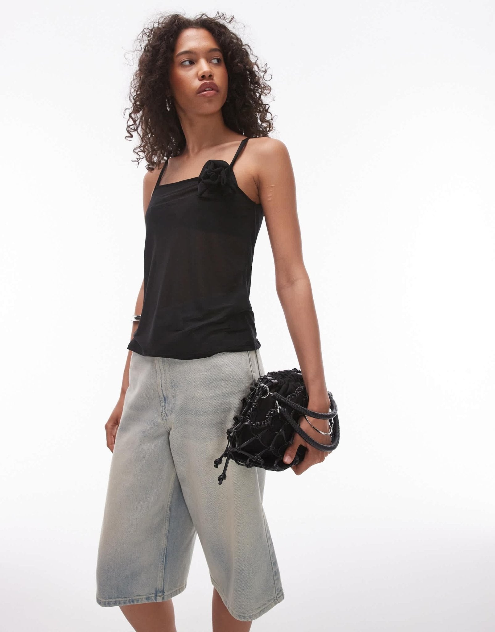 Topshop sheer corsage cami in black - ASOS Sample Sale EU Store