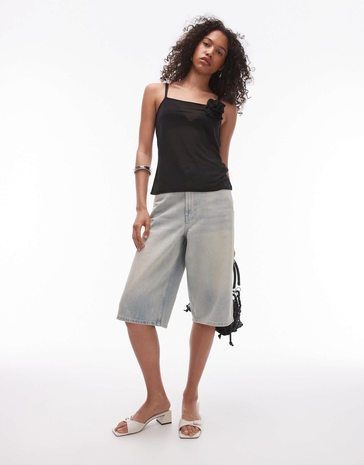 Topshop sheer corsage cami in black - ASOS Sample Sale EU Store