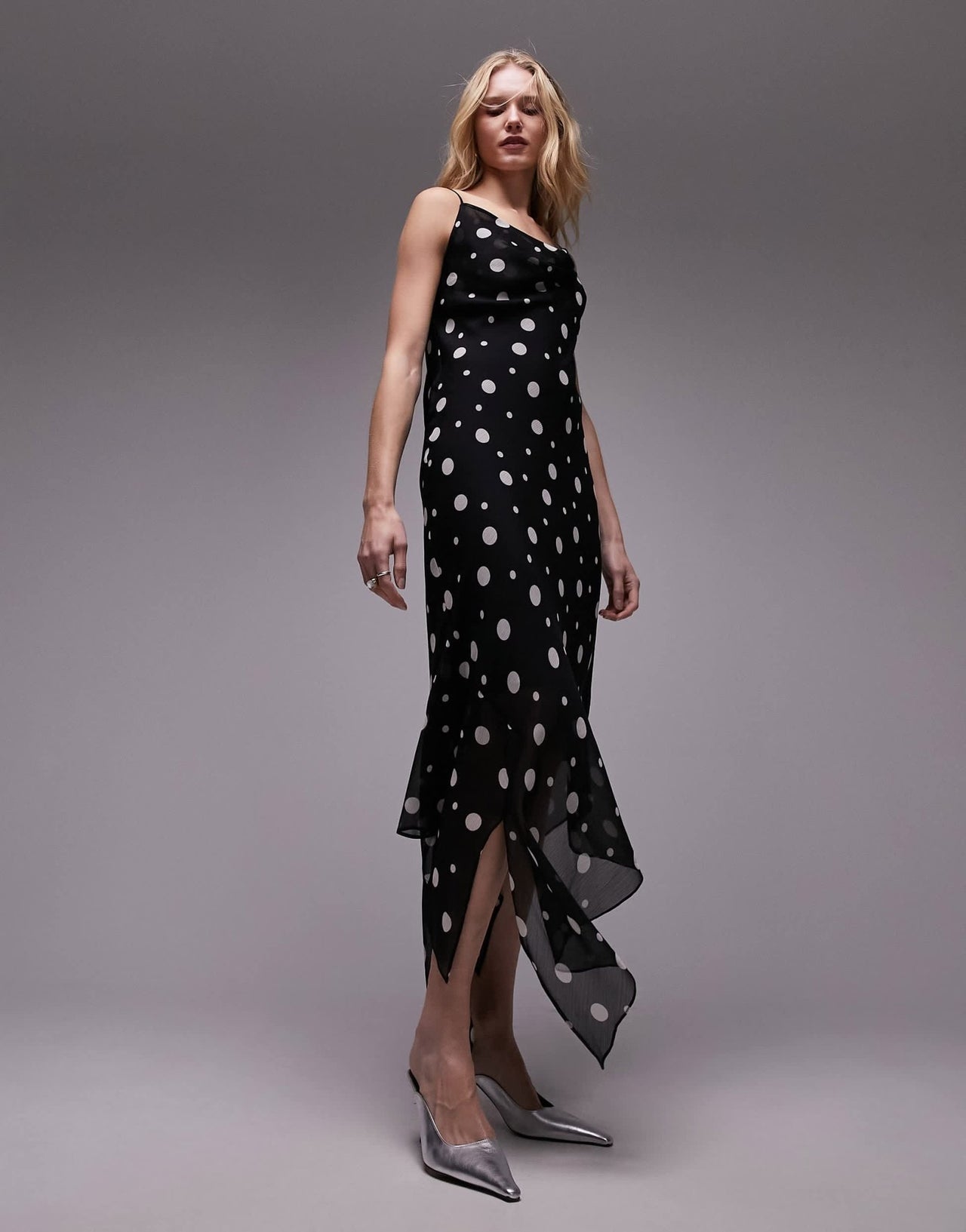 Topshop sheer midi slip dress in mono spot - ASOS Sample Sale EU Store