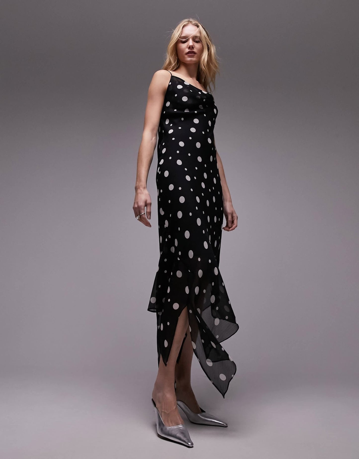 Topshop sheer midi slip dress in mono spot - ASOS Sample Sale EU Store
