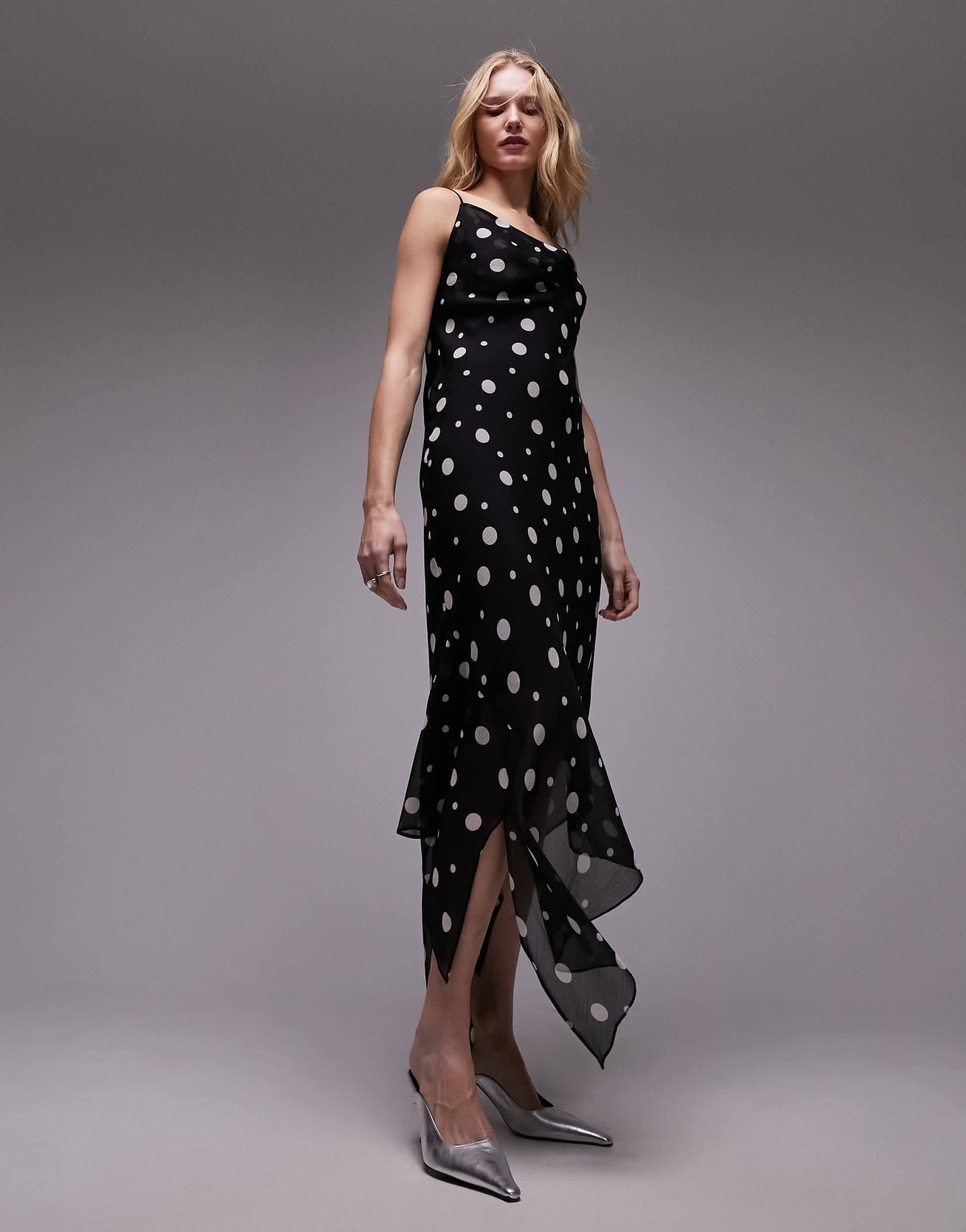 Topshop sheer midi slip dress in mono spot - ASOS Sample Sale EU Store