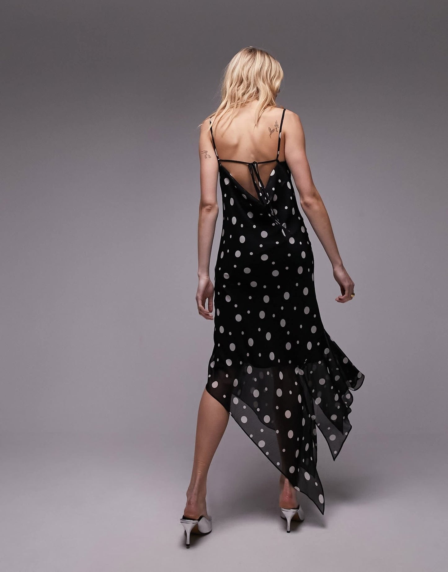 Topshop sheer midi slip dress in mono spot - ASOS Sample Sale EU Store