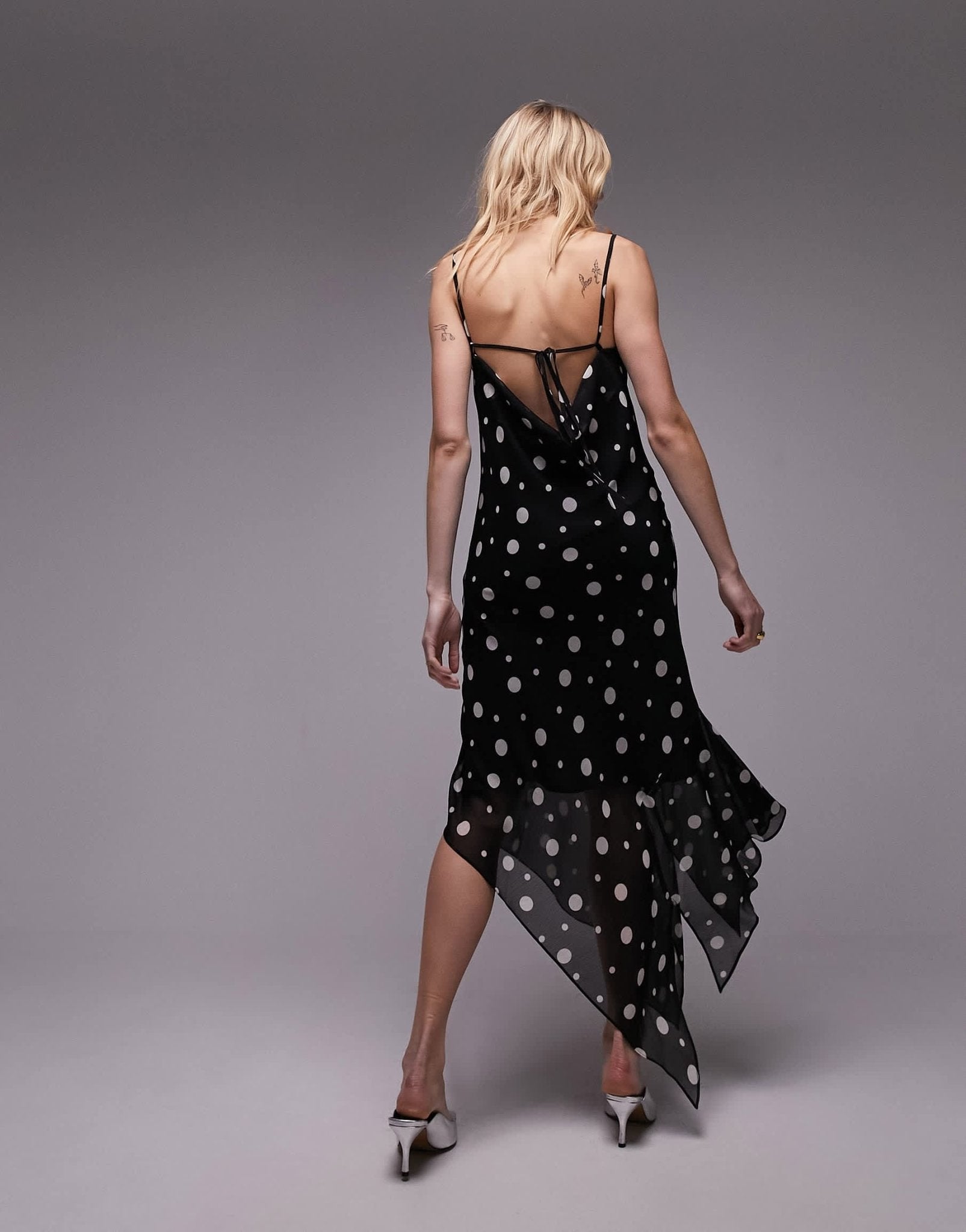 Topshop sheer midi slip dress in mono spot - ASOS Sample Sale EU Store