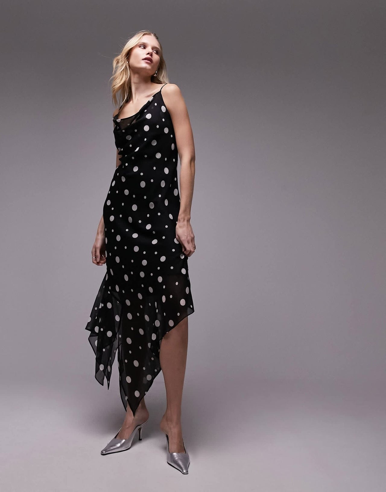 Topshop sheer midi slip dress in mono spot - ASOS Sample Sale EU Store