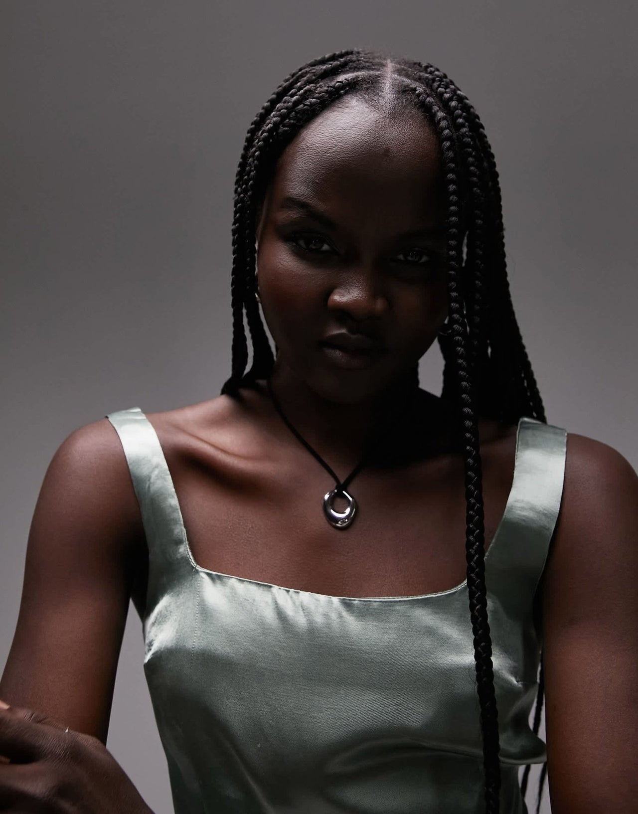 Topshop shirred back cami top in sage - ASOS Sample Sale EU Store