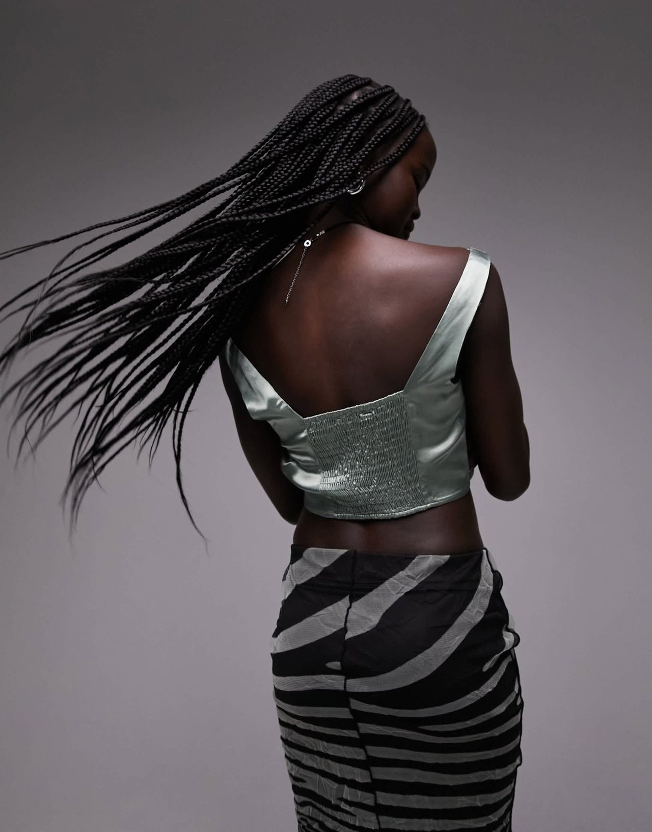 Topshop shirred back cami top in sage - ASOS Sample Sale EU Store