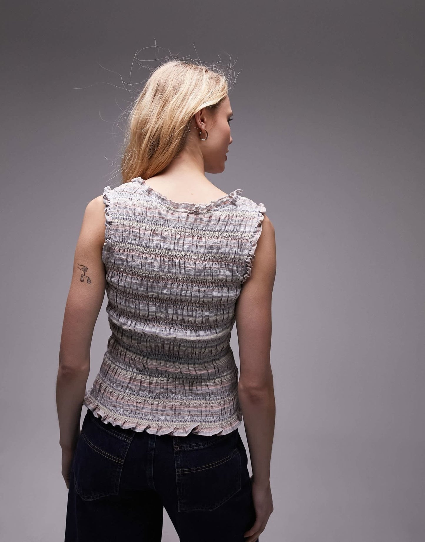 Topshop shirred multi wear top in multi stripe - ASOS Sample Sale EU Store