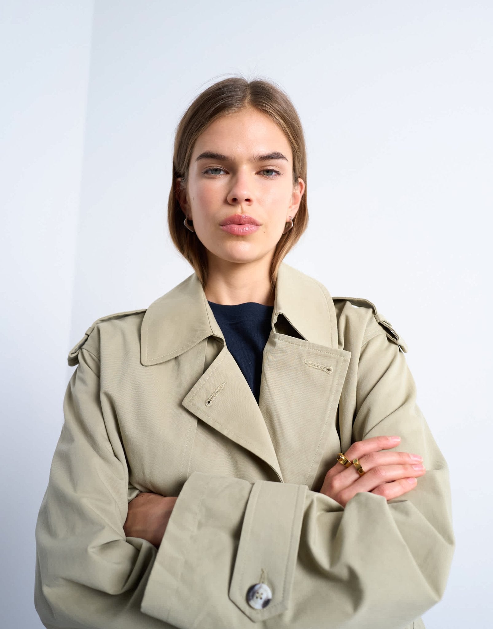 Topshop short trench coat in stone - ASOS Sample Sale EU Store