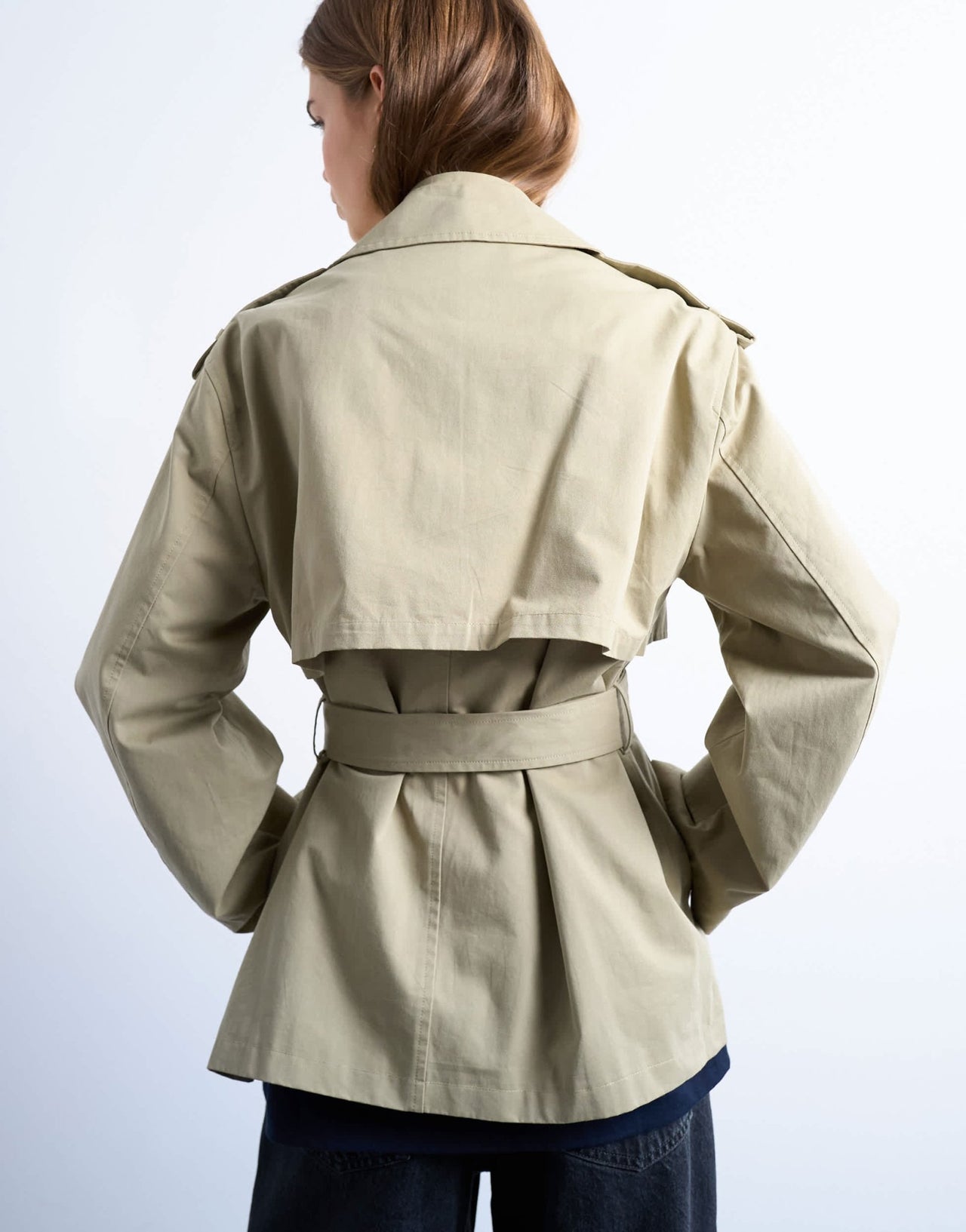 Topshop short trench coat in stone - ASOS Sample Sale EU Store
