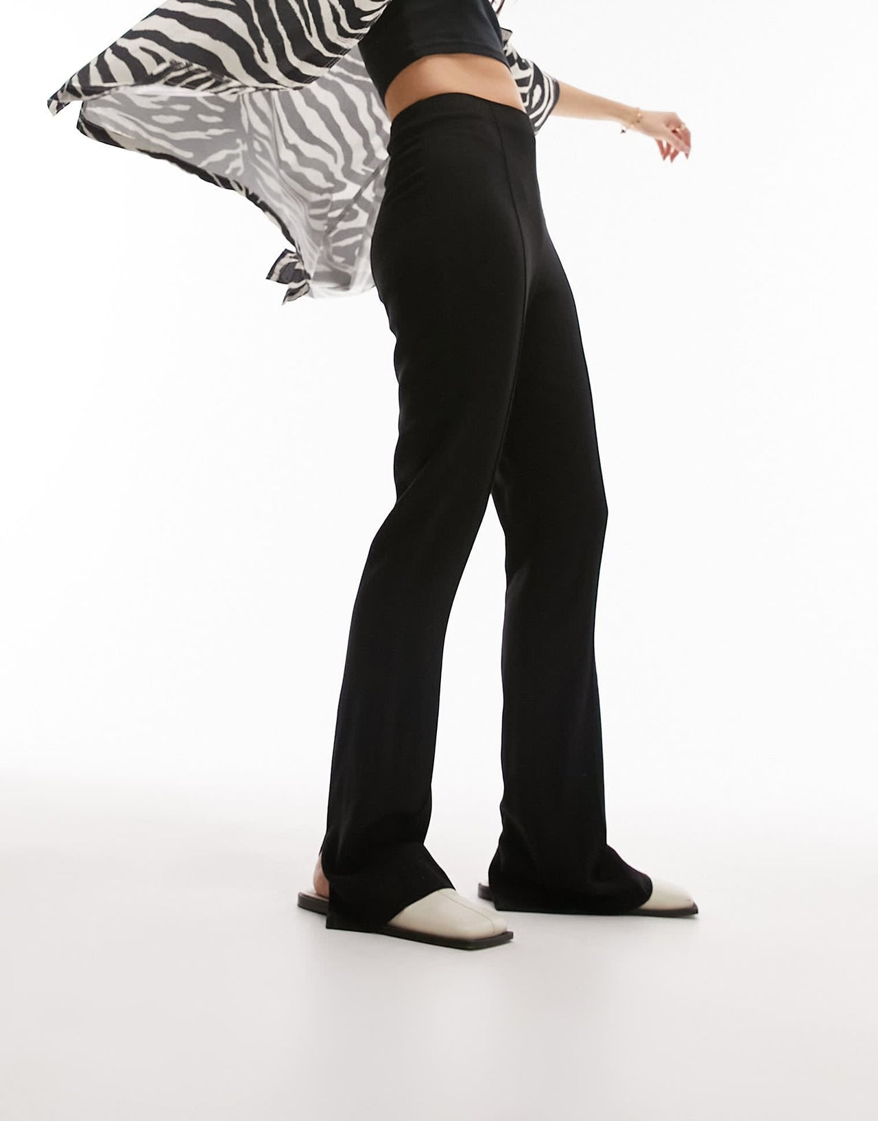 Topshop slim split back flare trouser in black - ASOS Sample Sale EU Store