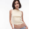 Topshop top corto ajustado sin mangas en limón