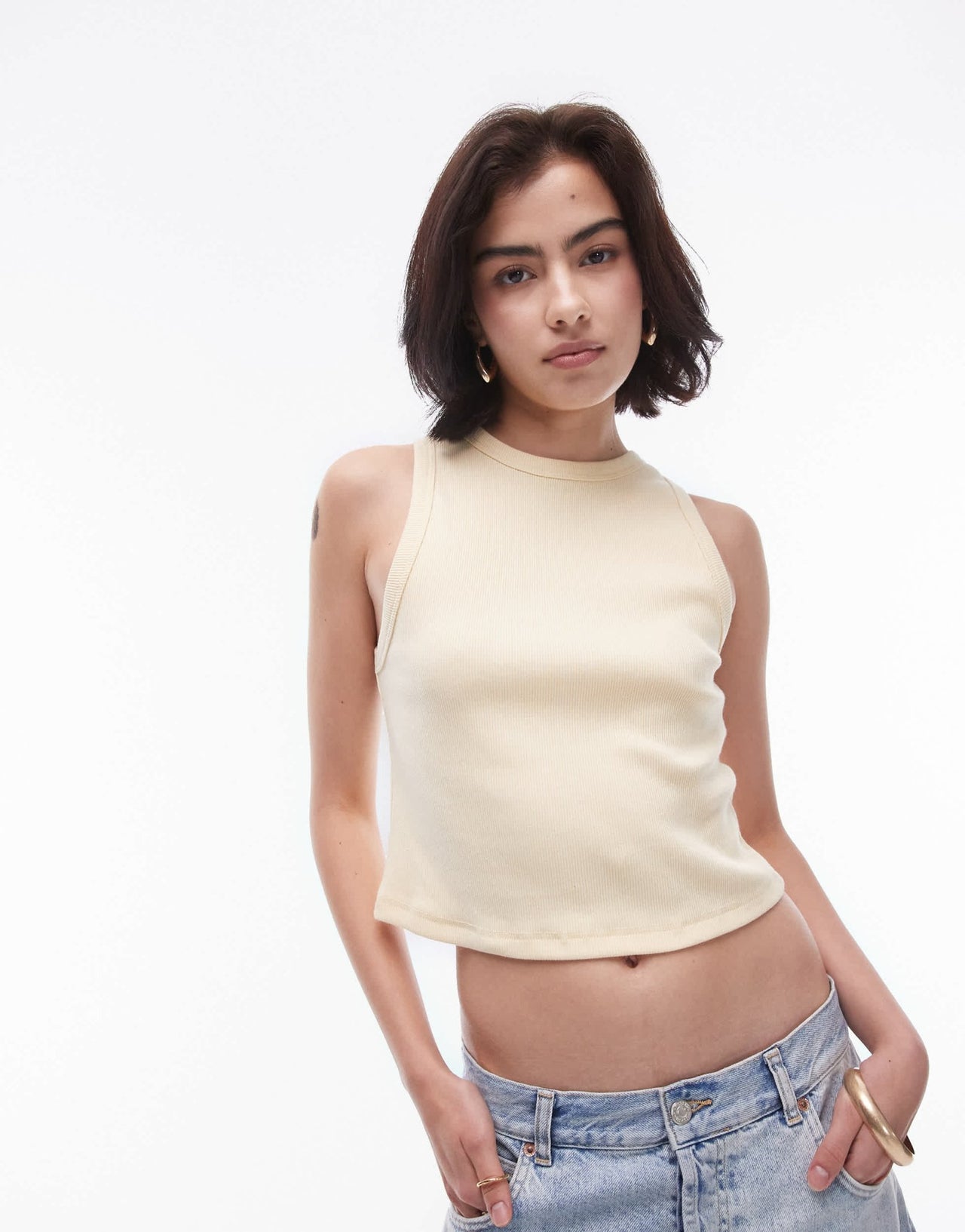 Topshop slim tank crop top in lemon - ASOS Sample Sale EU Store