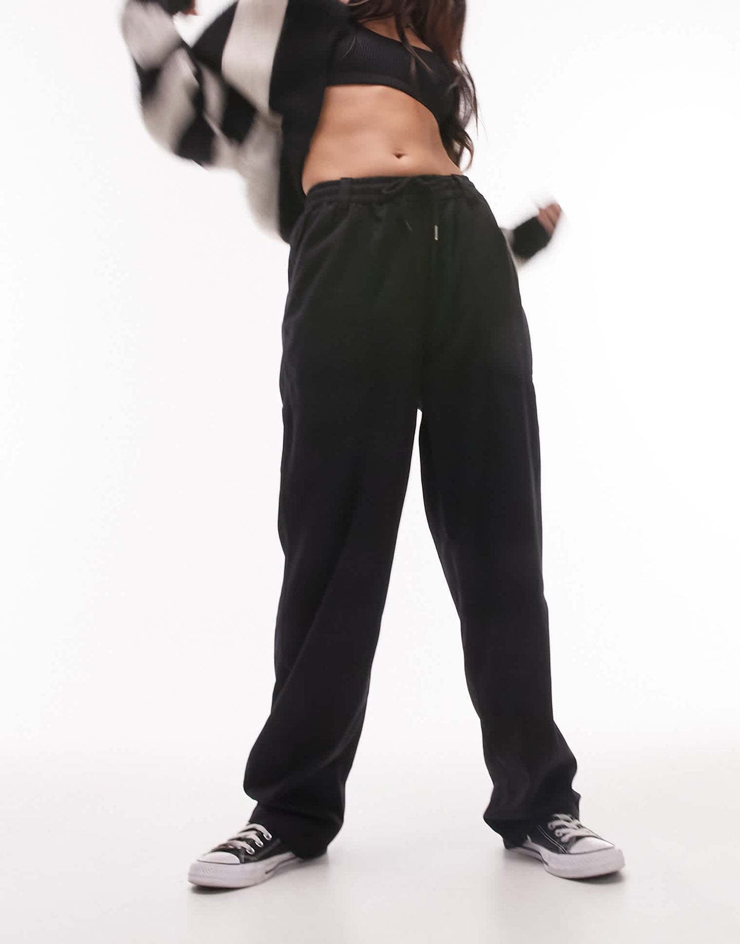 Topshop slouchy straight leg trousers in black - ASOS Sample Sale EU Store