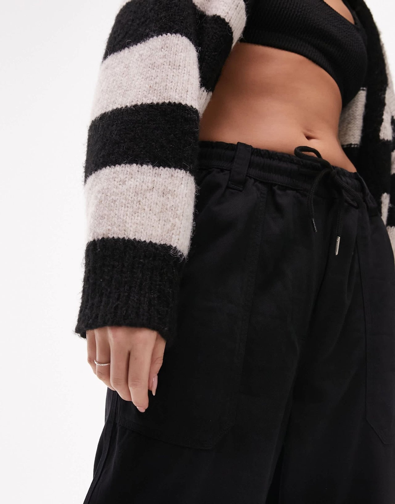 Topshop slouchy straight leg trousers in black - ASOS Sample Sale EU Store