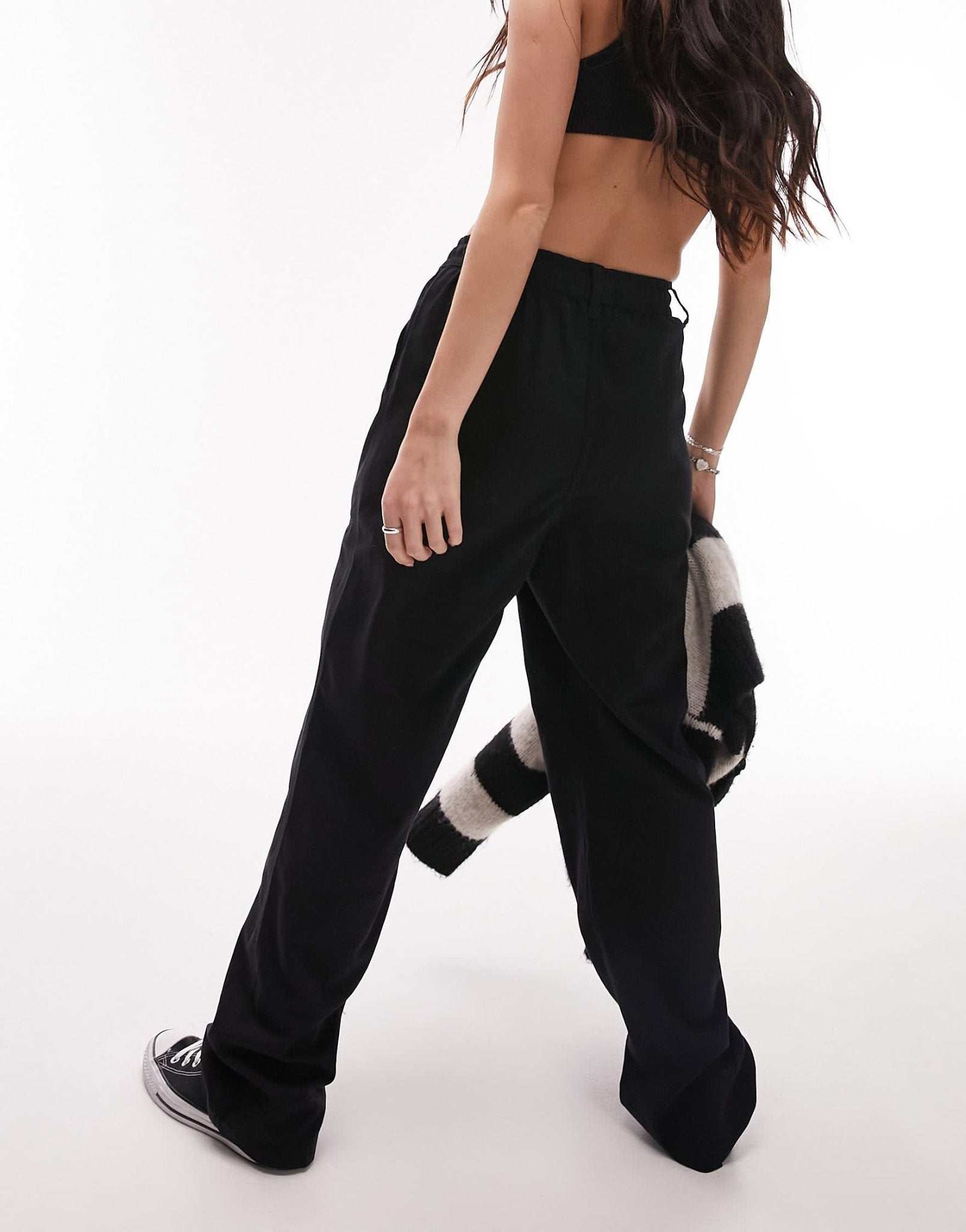 Topshop slouchy straight leg trousers in black - ASOS Sample Sale EU Store
