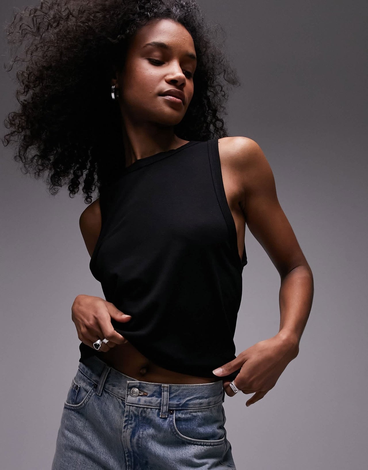 Topshop soft loose tank top in black - ASOS Sample Sale EU Store