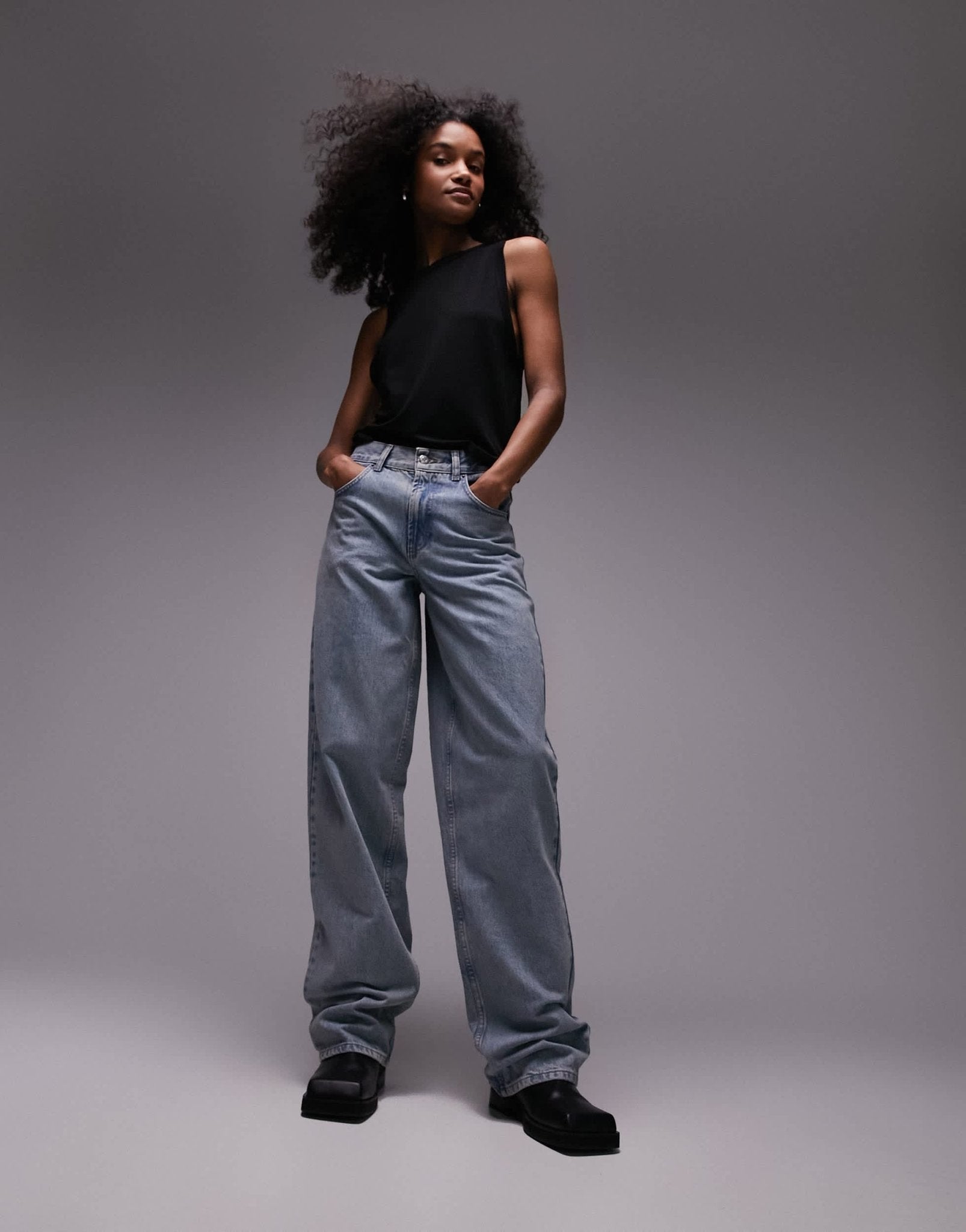 Topshop soft loose tank top in black - ASOS Sample Sale EU Store