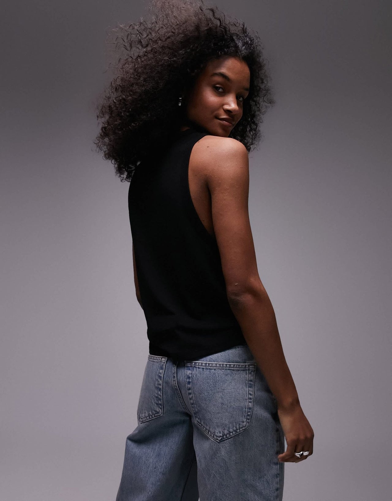 Topshop soft loose tank top in black - ASOS Sample Sale EU Store