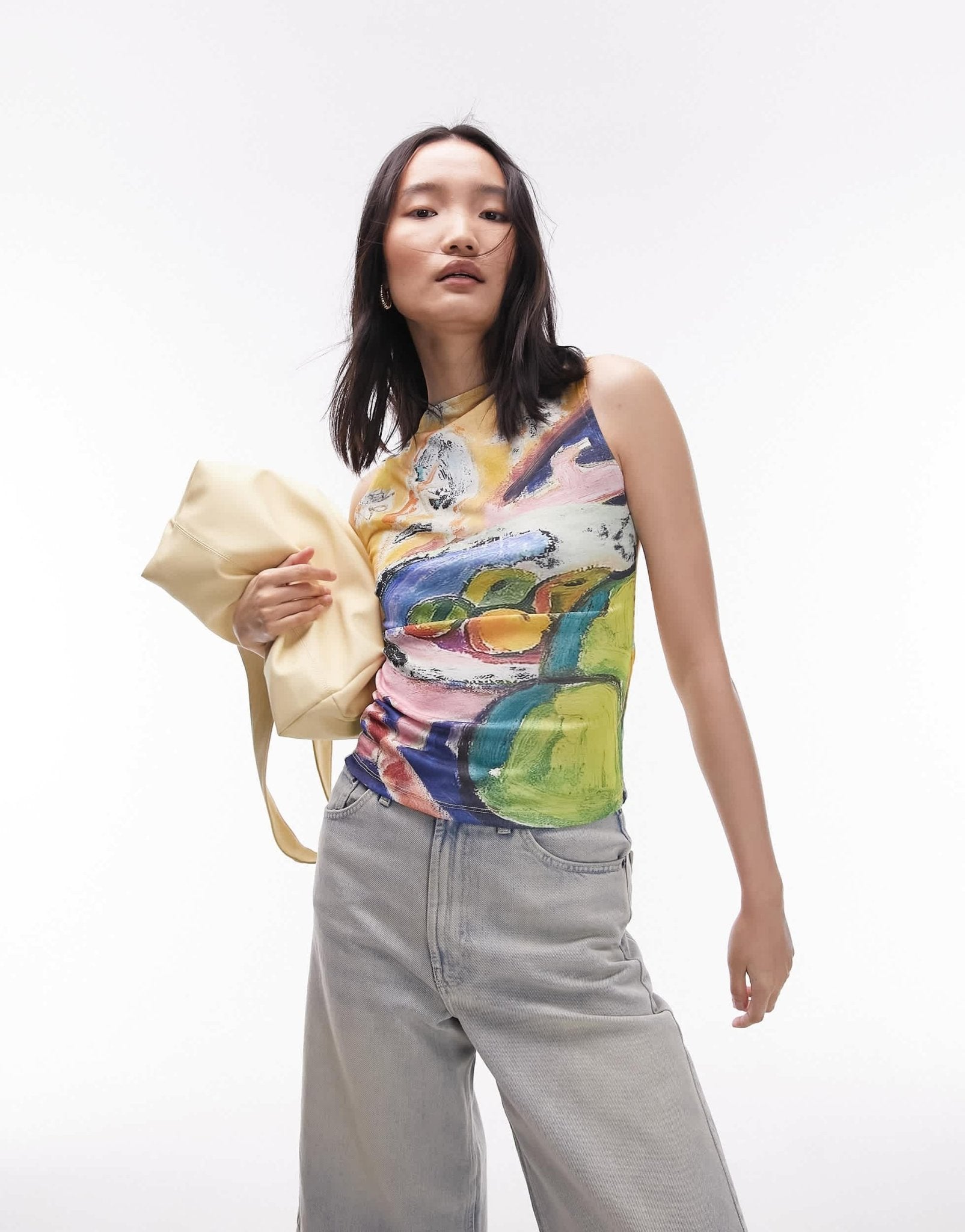 Topshop still life painted tank in ecru - ASOS Sample Sale EU Store