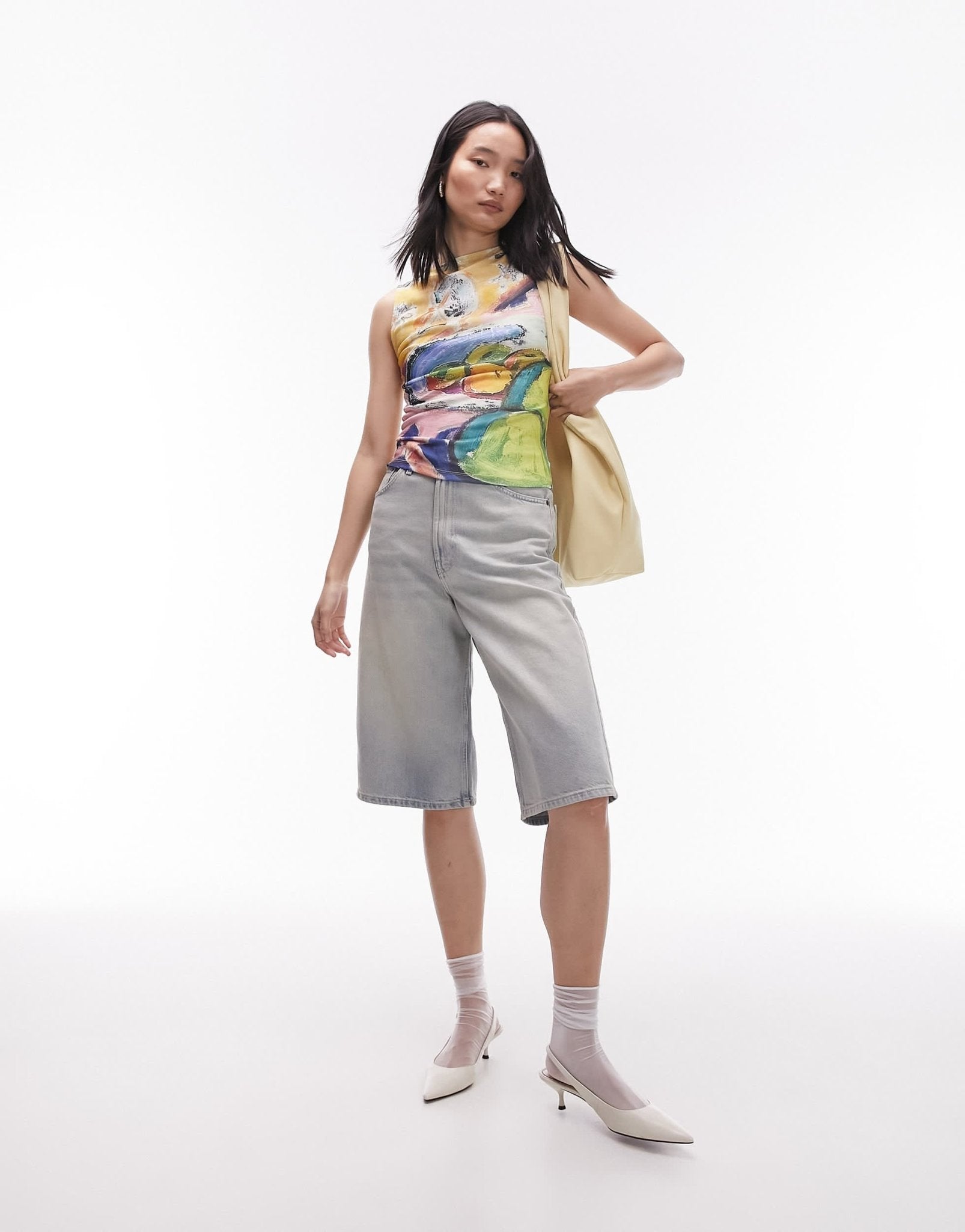 Topshop still life painted tank in ecru - ASOS Sample Sale EU Store