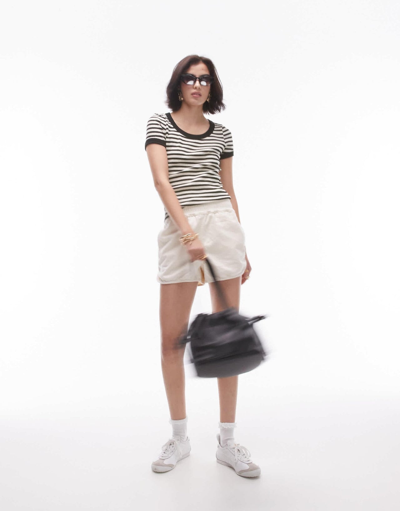 Topshop stripe scoop neck tee in mono - ASOS Sample Sale EU Store