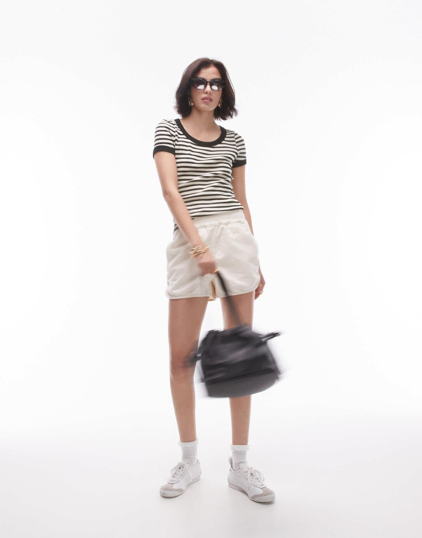 Topshop stripe scoop neck tee in mono - ASOS Sample Sale EU Store