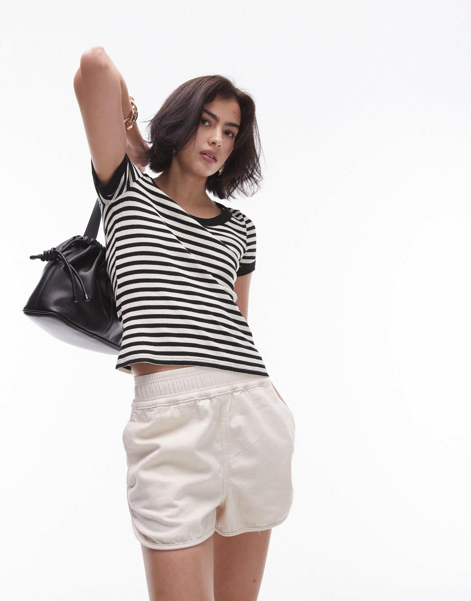 Topshop stripe scoop neck tee in mono - ASOS Sample Sale EU Store