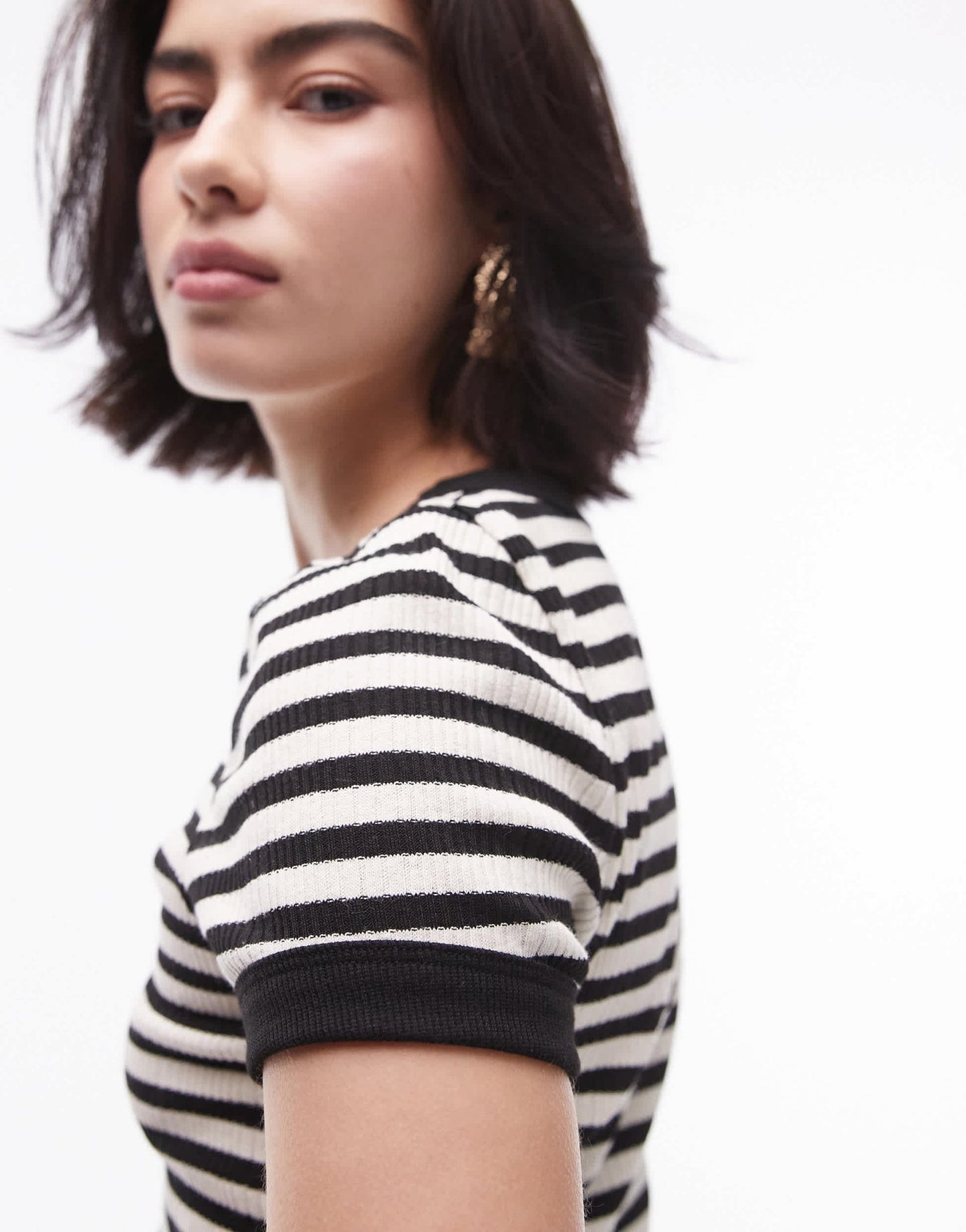 Topshop stripe scoop neck tee in mono - ASOS Sample Sale EU Store