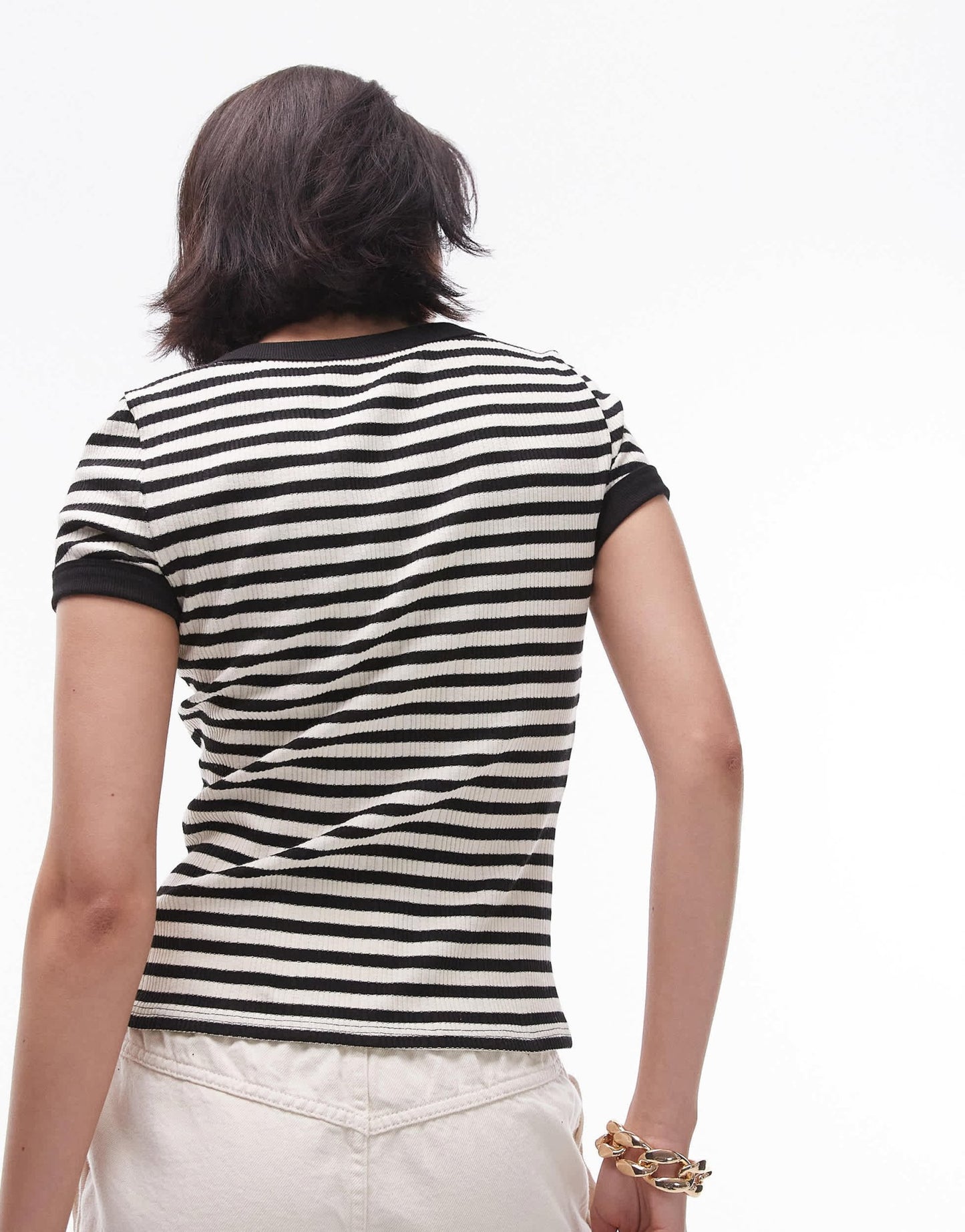 Topshop stripe scoop neck tee in mono - ASOS Sample Sale EU Store