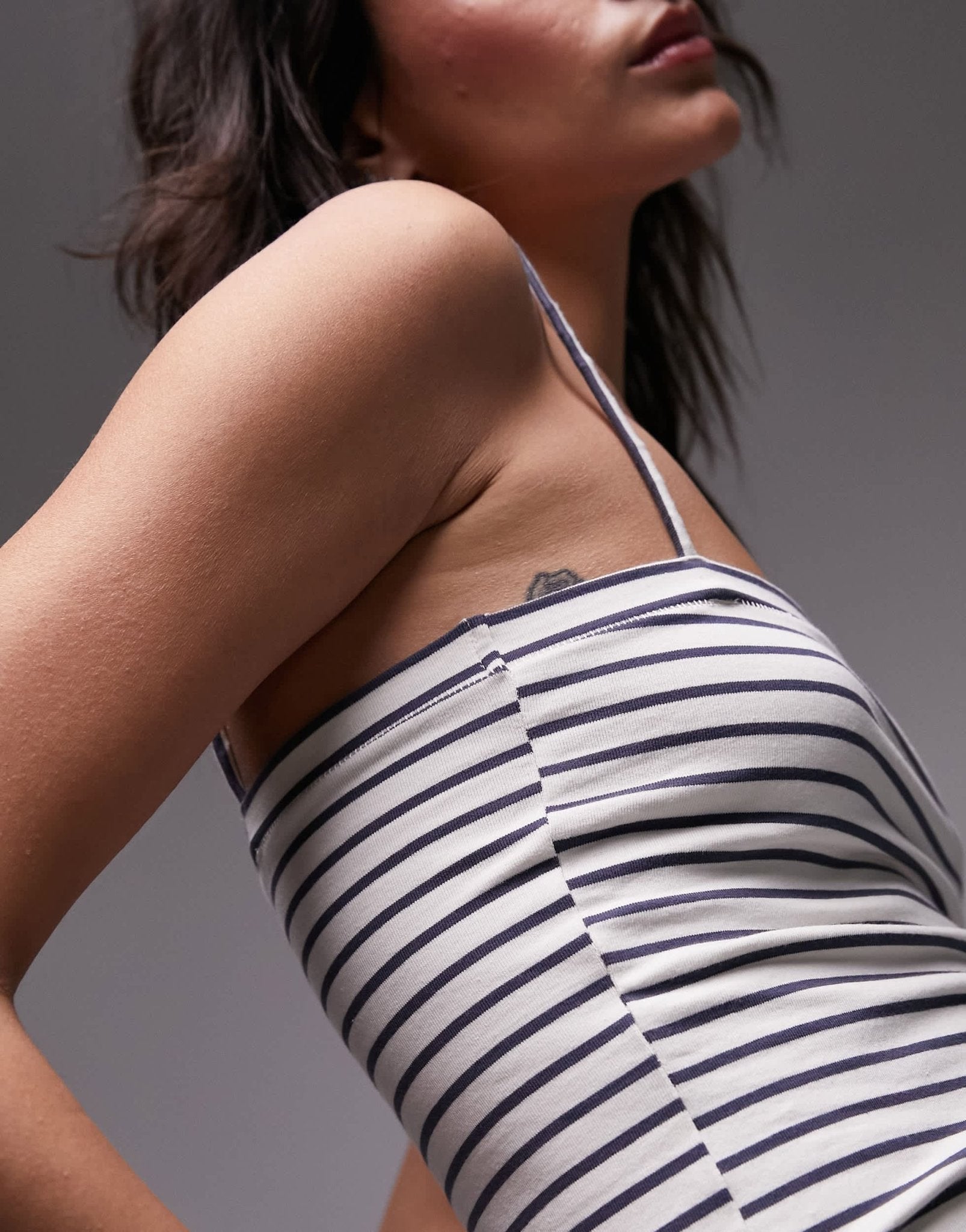 Topshop stripe spaghetti strap tube top in mono - ASOS Sample Sale EU Store