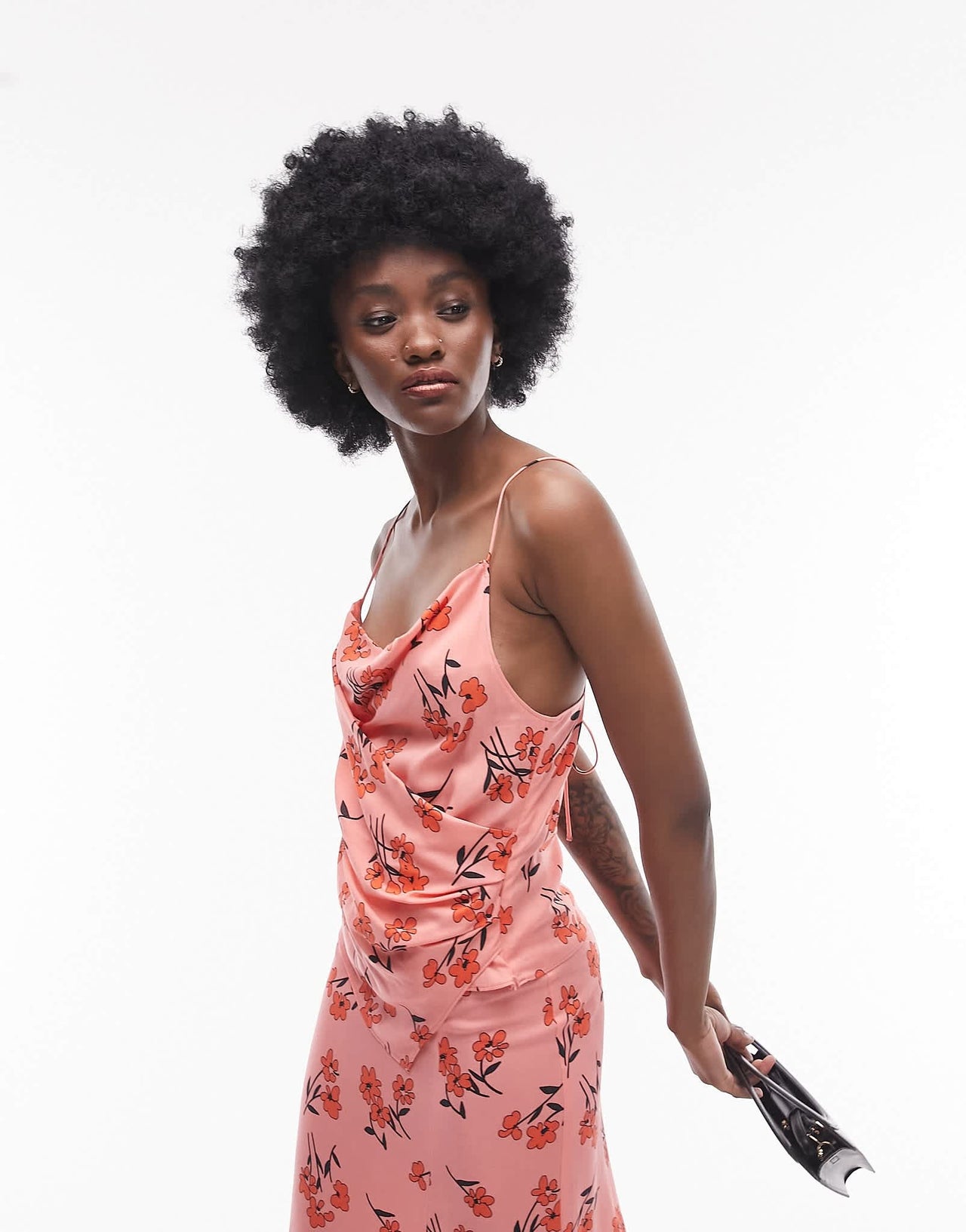 Topshop Tall co - ord cherry blossom cowl strappy cami in pink - ASOS Sample Sale EU Store