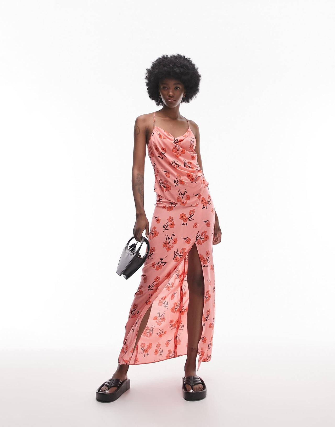 Topshop Tall co - ord cherry blossom cowl strappy cami in pink - ASOS Sample Sale EU Store