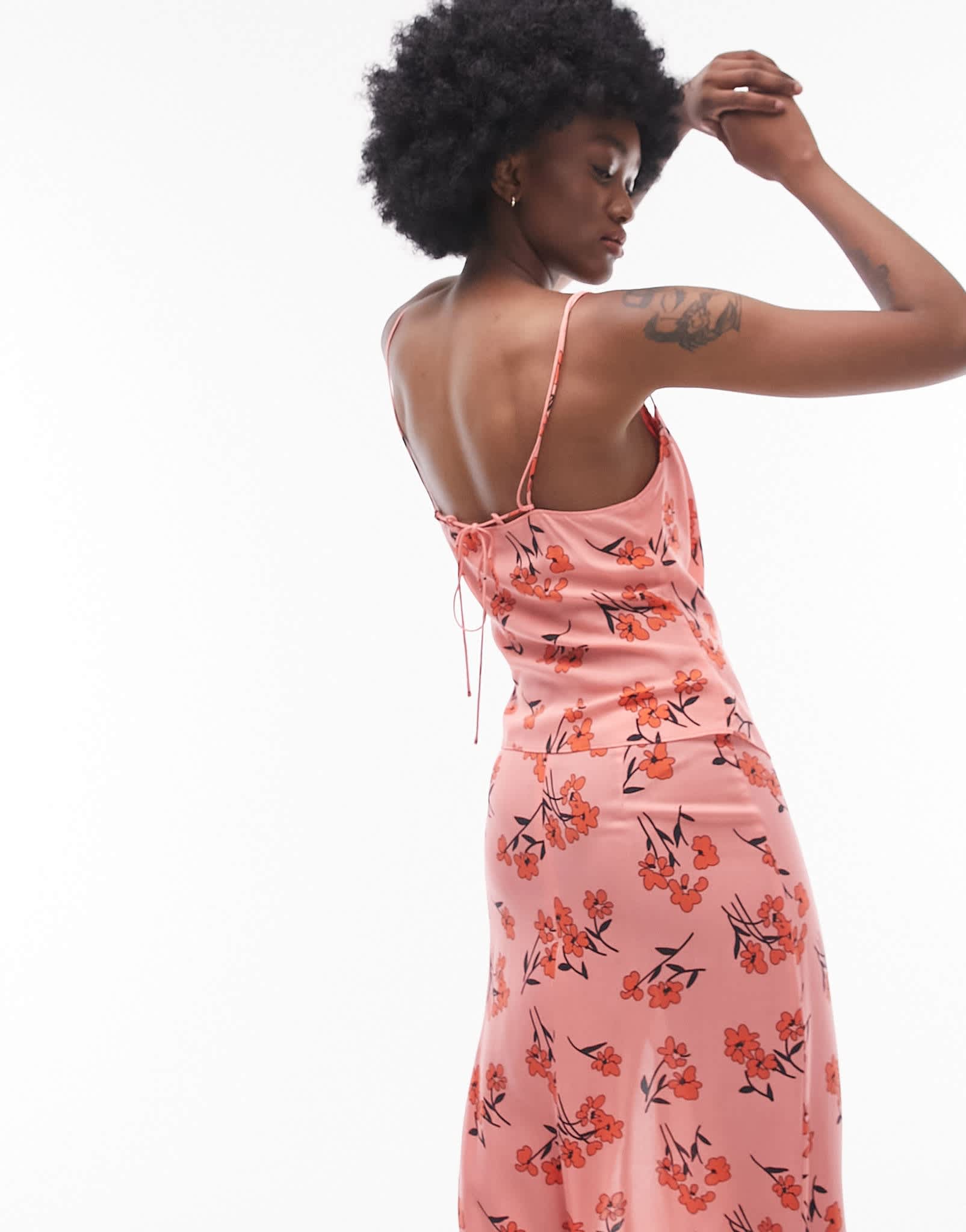 Topshop Tall co - ord cherry blossom cowl strappy cami in pink - ASOS Sample Sale EU Store