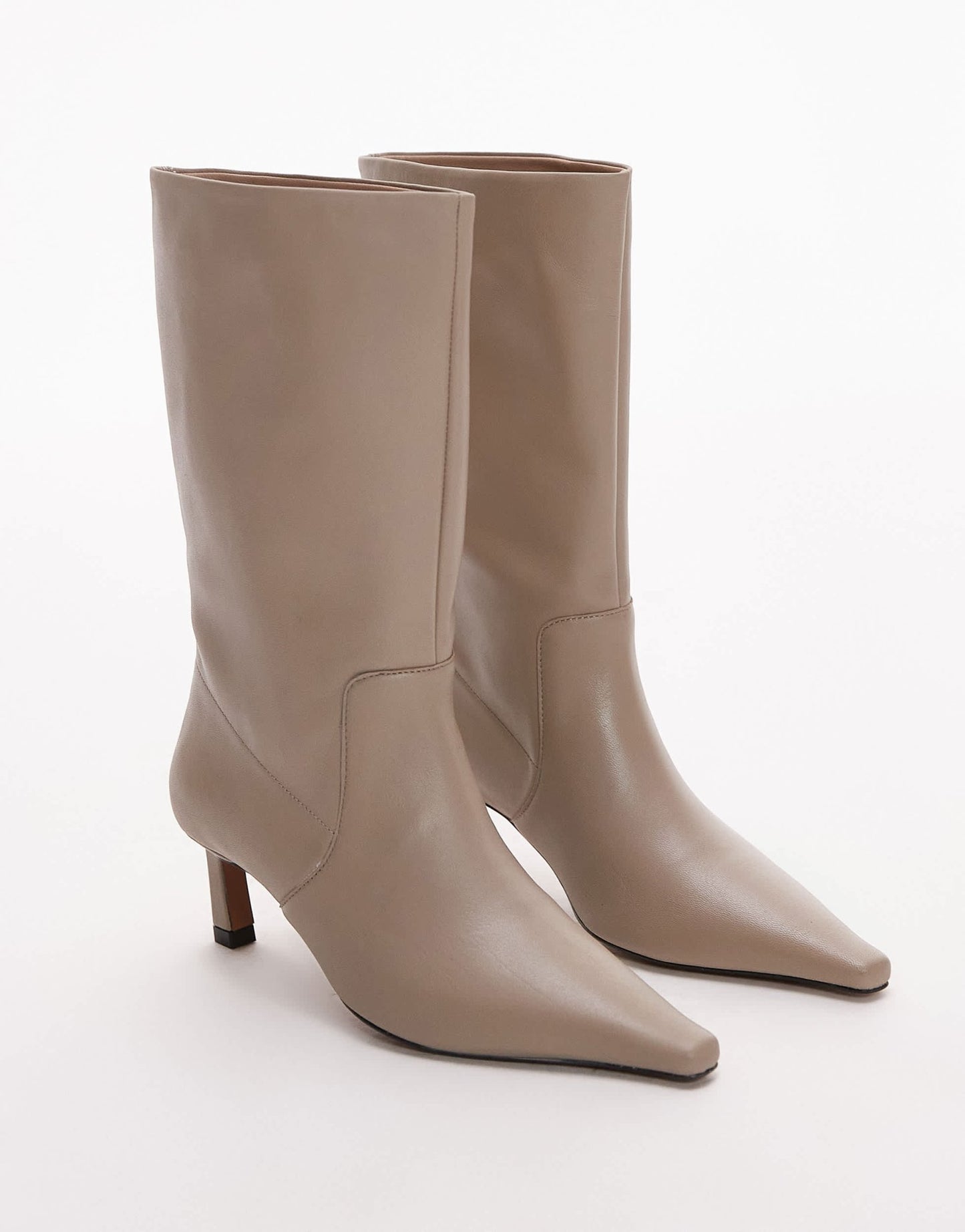 Topshop Tiggy premium leather tube boot in mink - ASOS Sample Sale EU Store