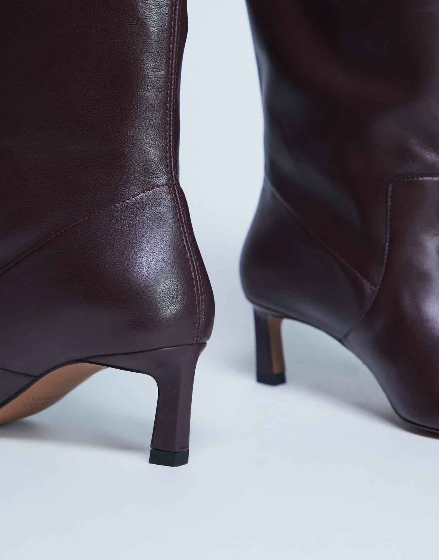 Topshop Tiggy premium real leather calf heeled boot in burgundy - ASOS Sample Sale EU Store