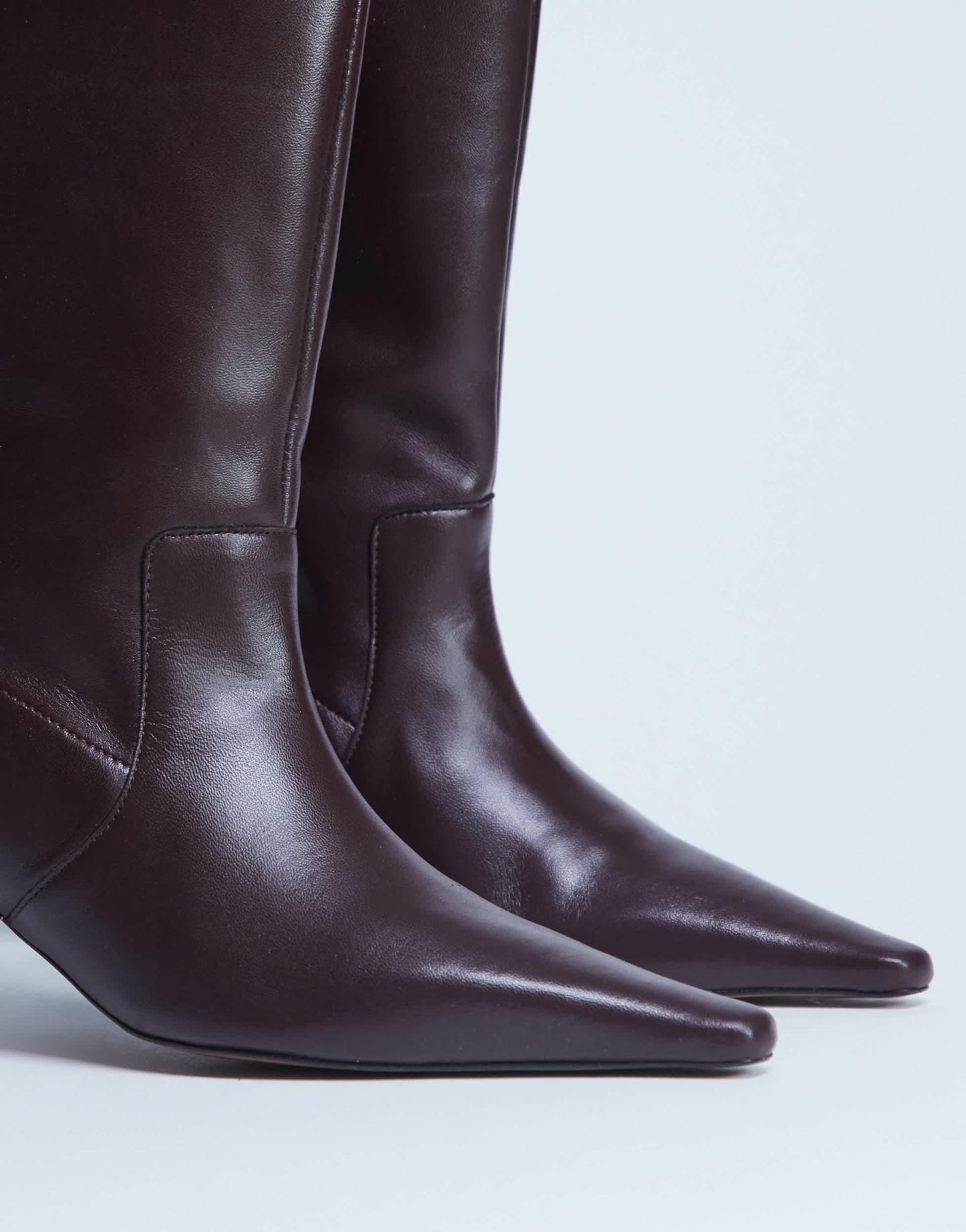 Topshop Tiggy premium real leather calf heeled boot in burgundy - ASOS Sample Sale EU Store