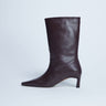 Topshop Tiggy premium real leather calf heeled boot in burgundy