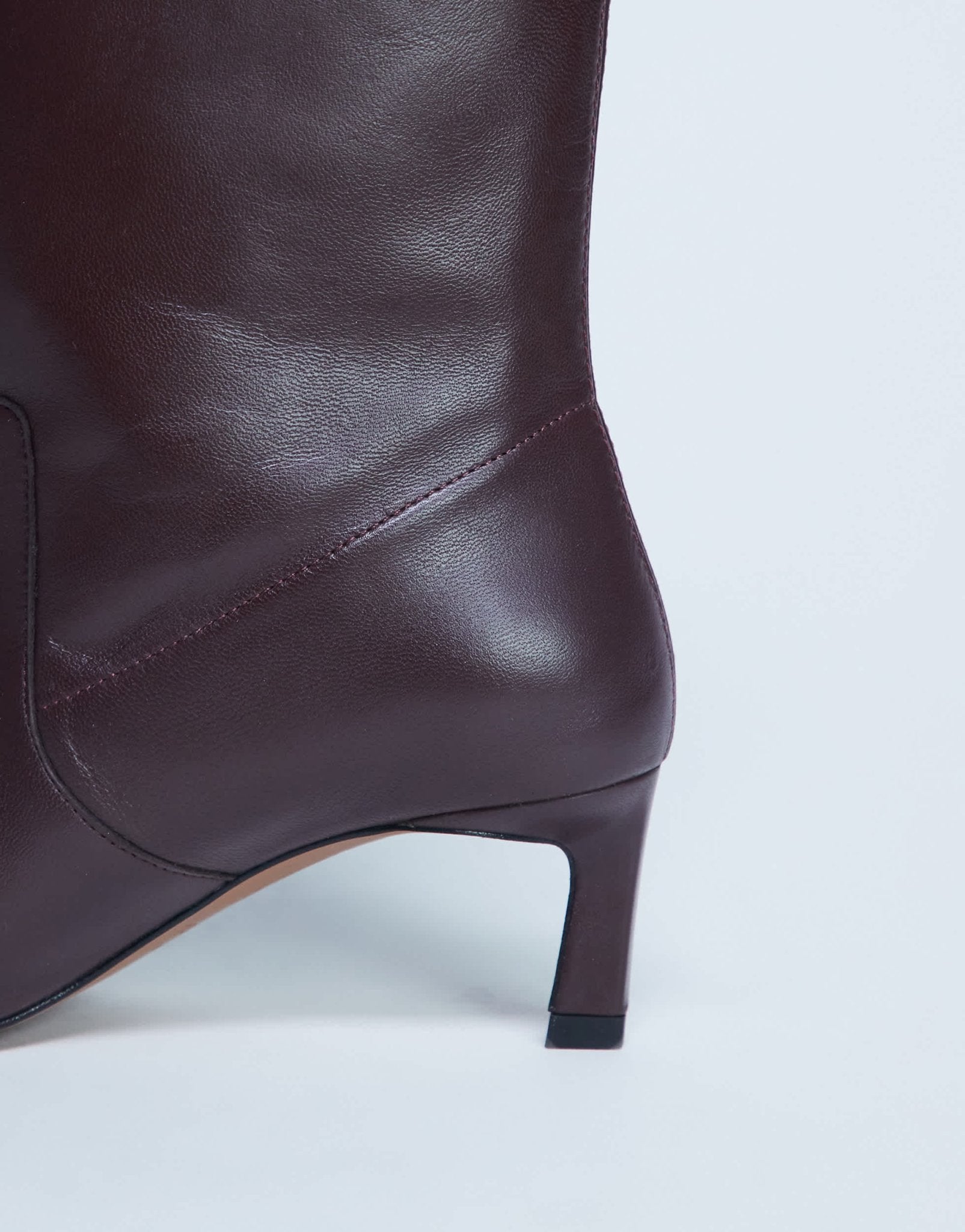 Topshop Tiggy premium real leather calf heeled boot in burgundy - ASOS Sample Sale EU Store