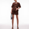 Topshop towelling shorts co-ord in chocolate brown