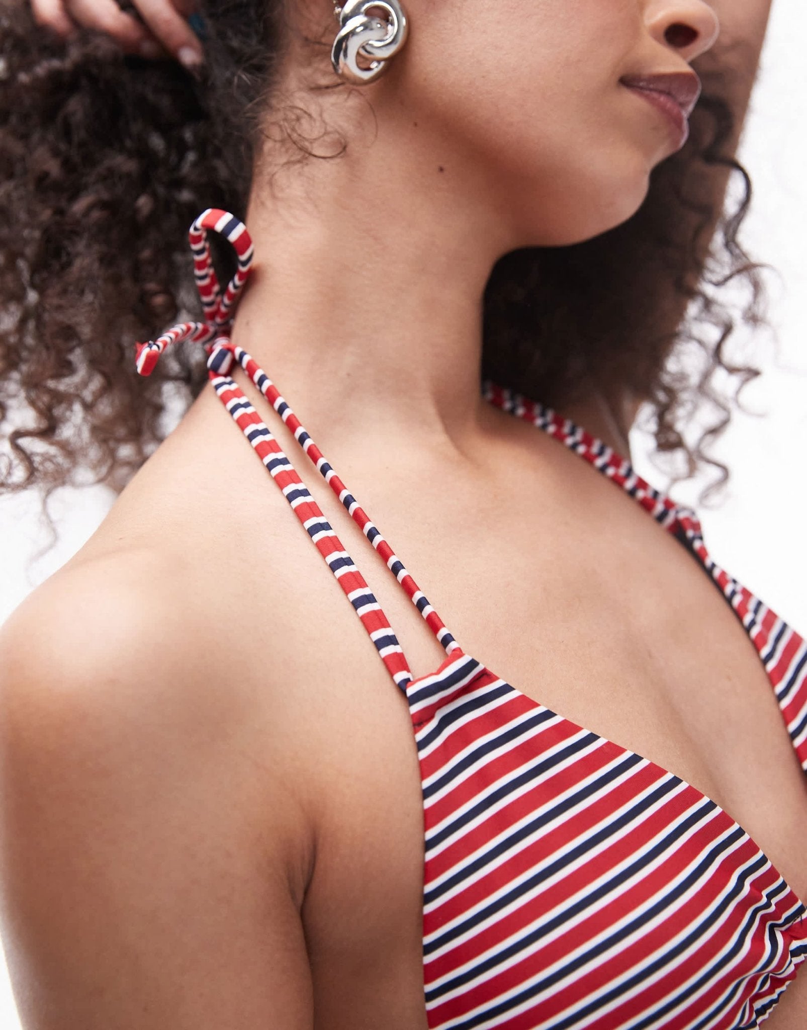 Topshop triangle bikini top in red stripe - ASOS Sample Sale EU Store