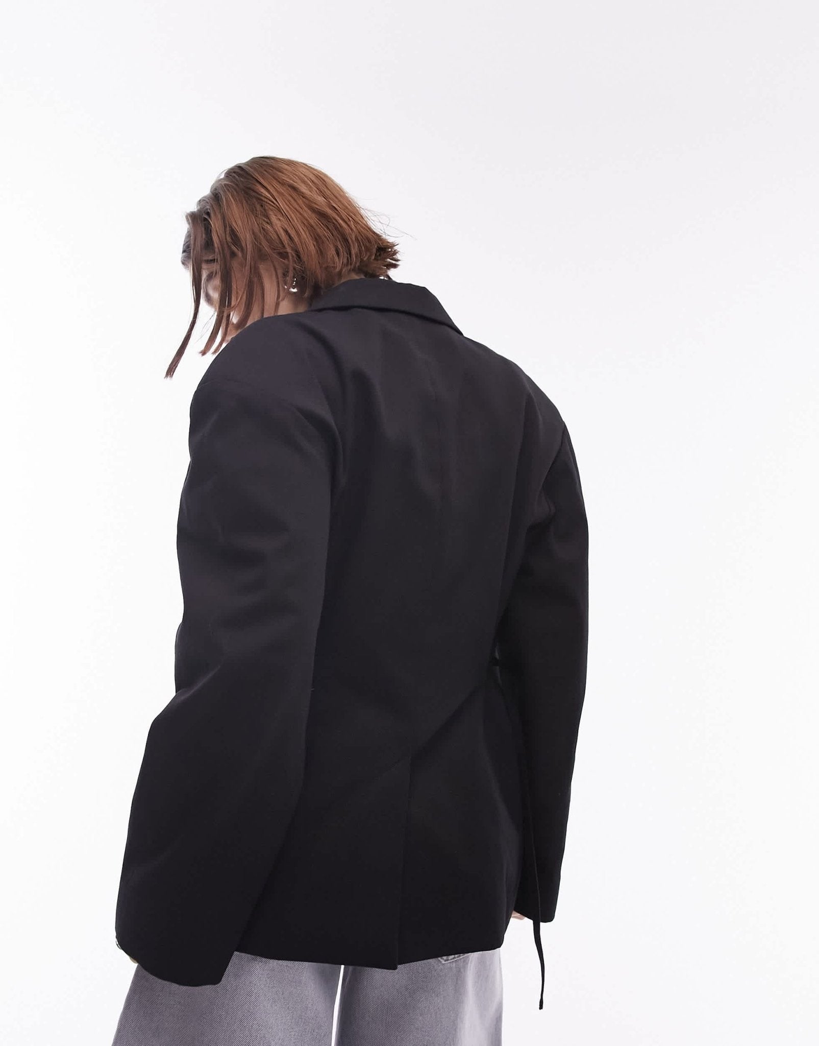 Topshop twill buckle side blazer in black - ASOS Sample Sale EU Store