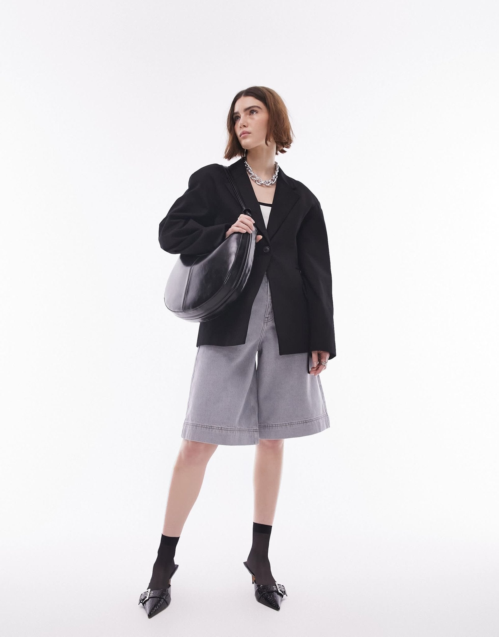 Topshop twill buckle side blazer in black - ASOS Sample Sale EU Store