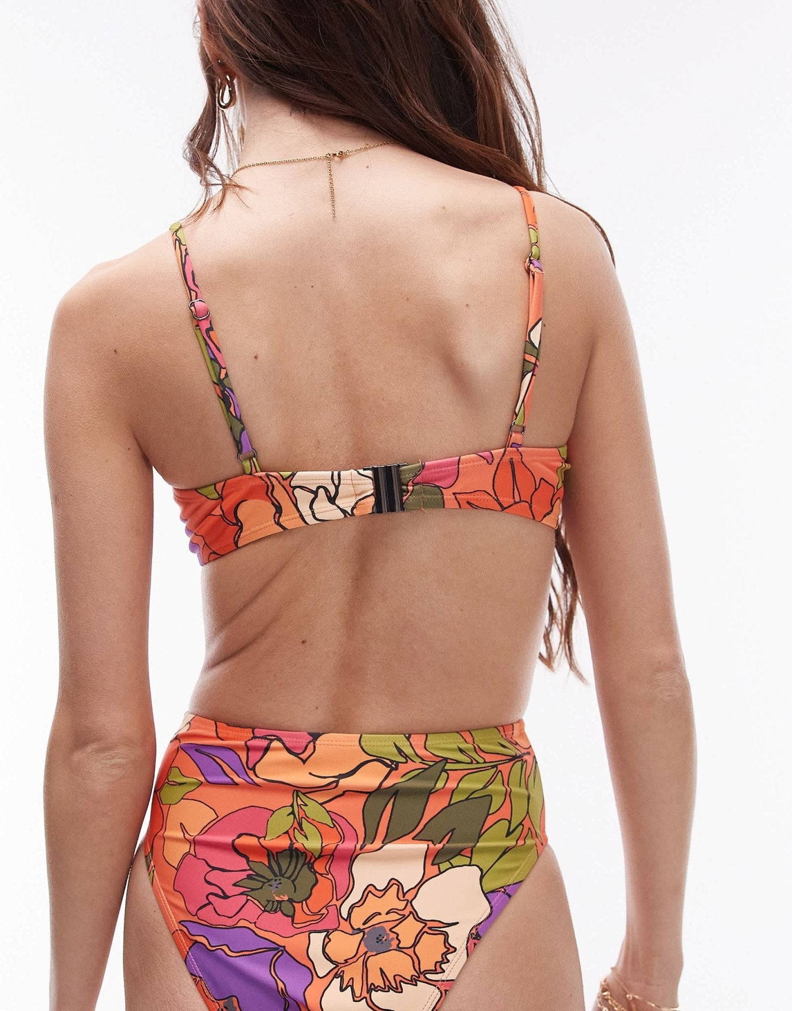 Topshop underwire bikini top with ring trims in abstract floral print - ASOS Sample Sale EU Store