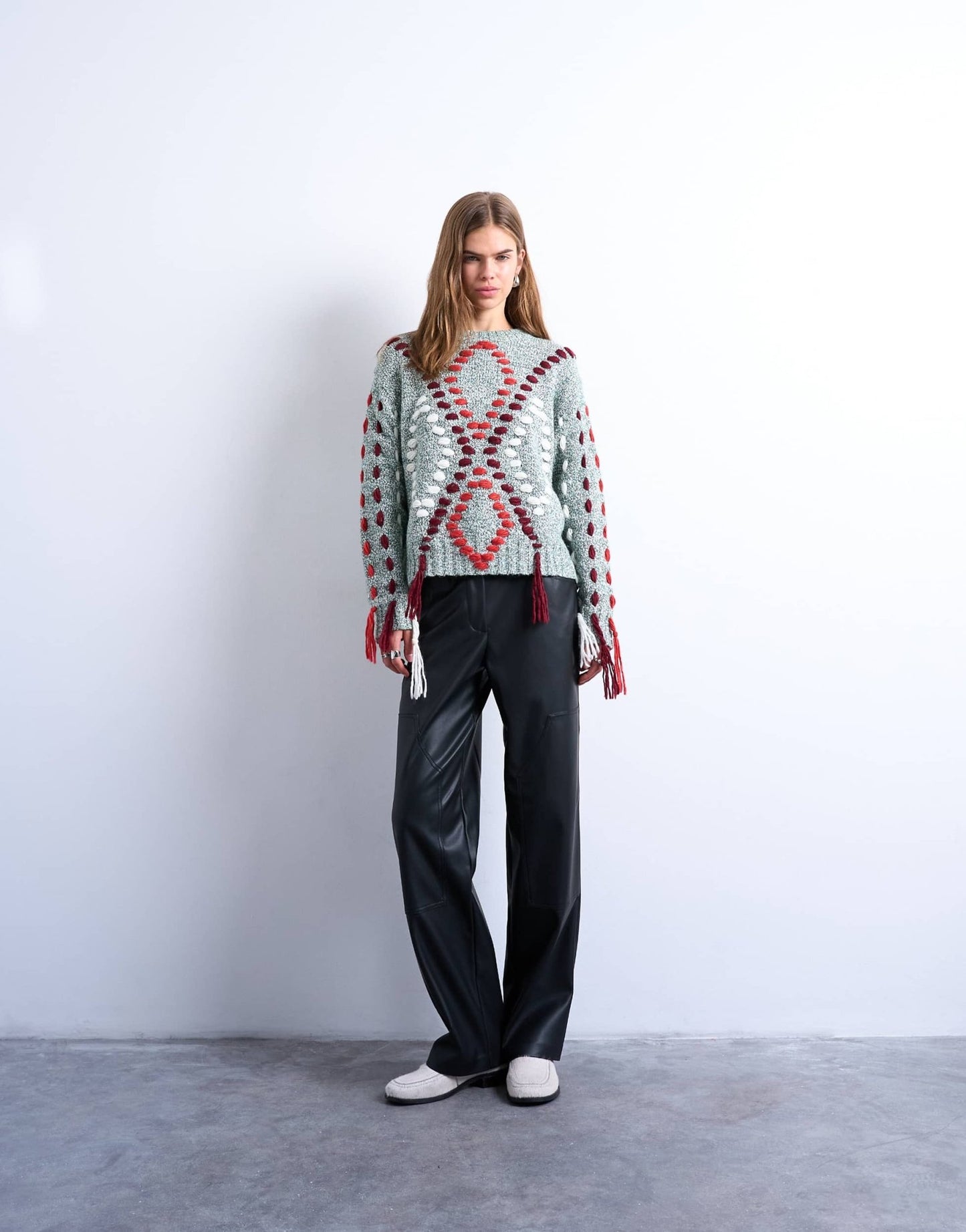 Topshop western patch detailed faux leather trouser in black - ASOS Sample Sale EU Store